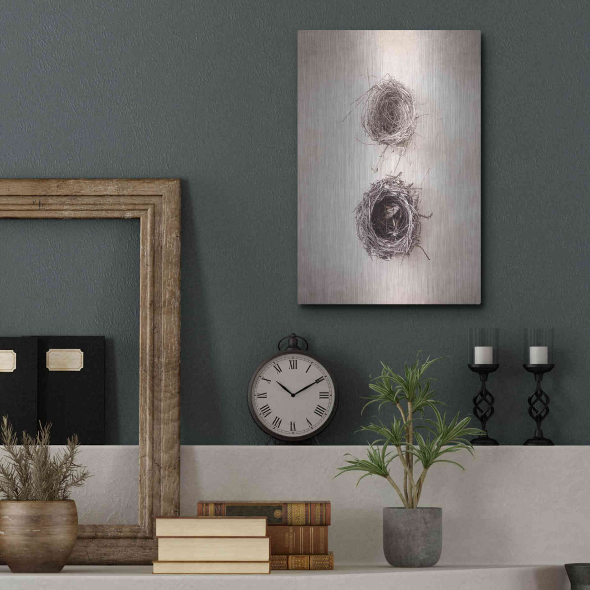 Luxe Metal Art 'Nest IV' by Debra Van Swearingen, Metal Wall Art,12x16