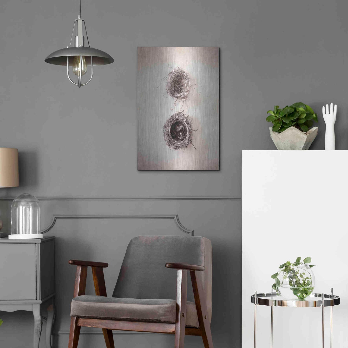 Luxe Metal Art 'Nest IV' by Debra Van Swearingen, Metal Wall Art,16x24