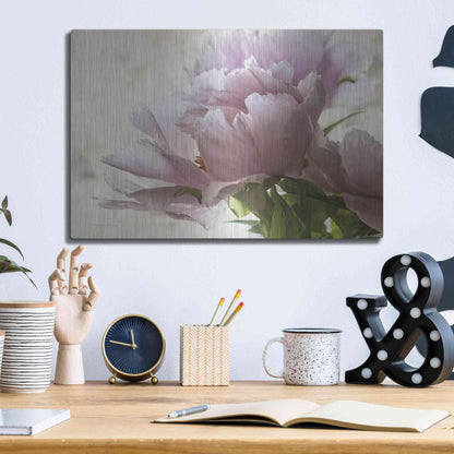 Luxe Metal Art 'Translucent Peony I' by Debra Van Swearingen, Metal Wall Art,16x12