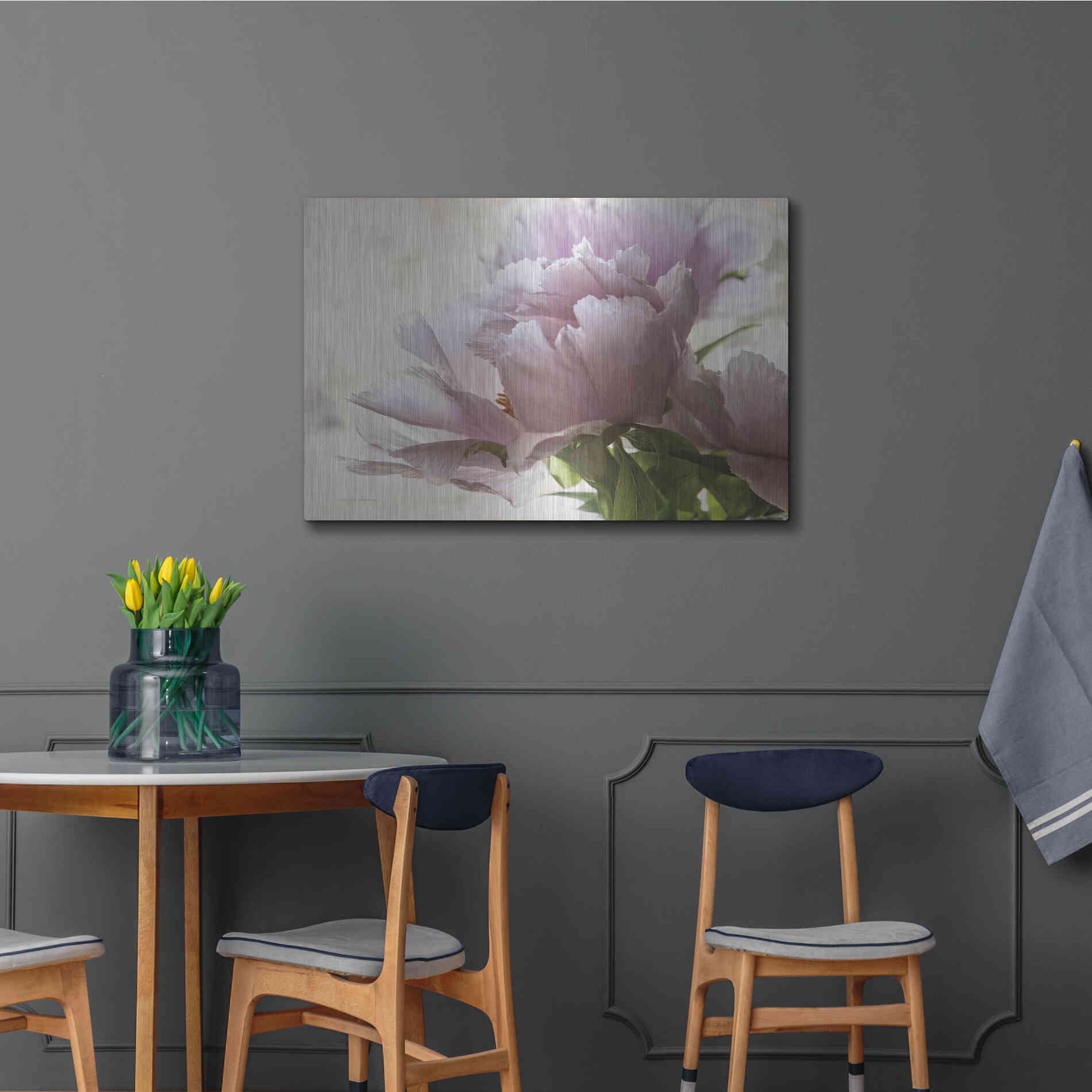 Luxe Metal Art 'Translucent Peony I' by Debra Van Swearingen, Metal Wall Art,36x24