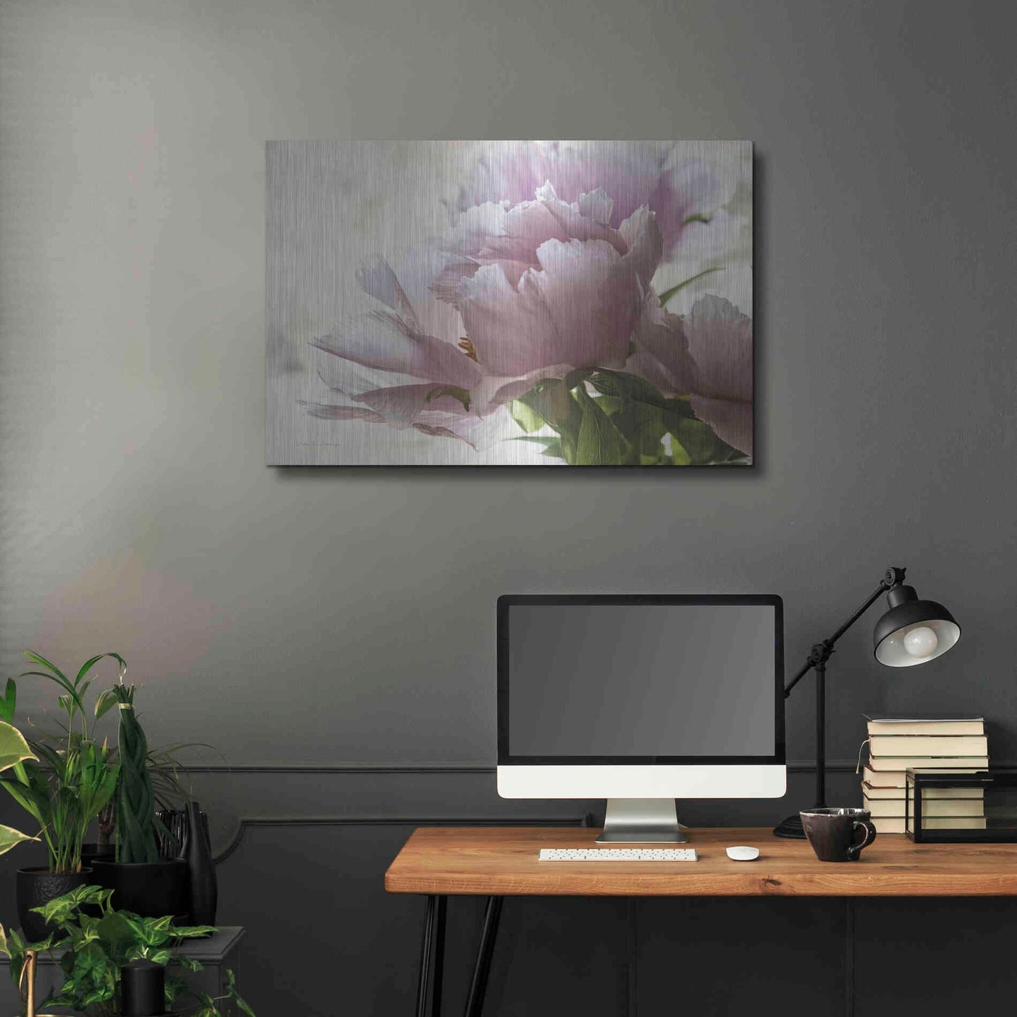 Luxe Metal Art 'Translucent Peony I' by Debra Van Swearingen, Metal Wall Art,36x24