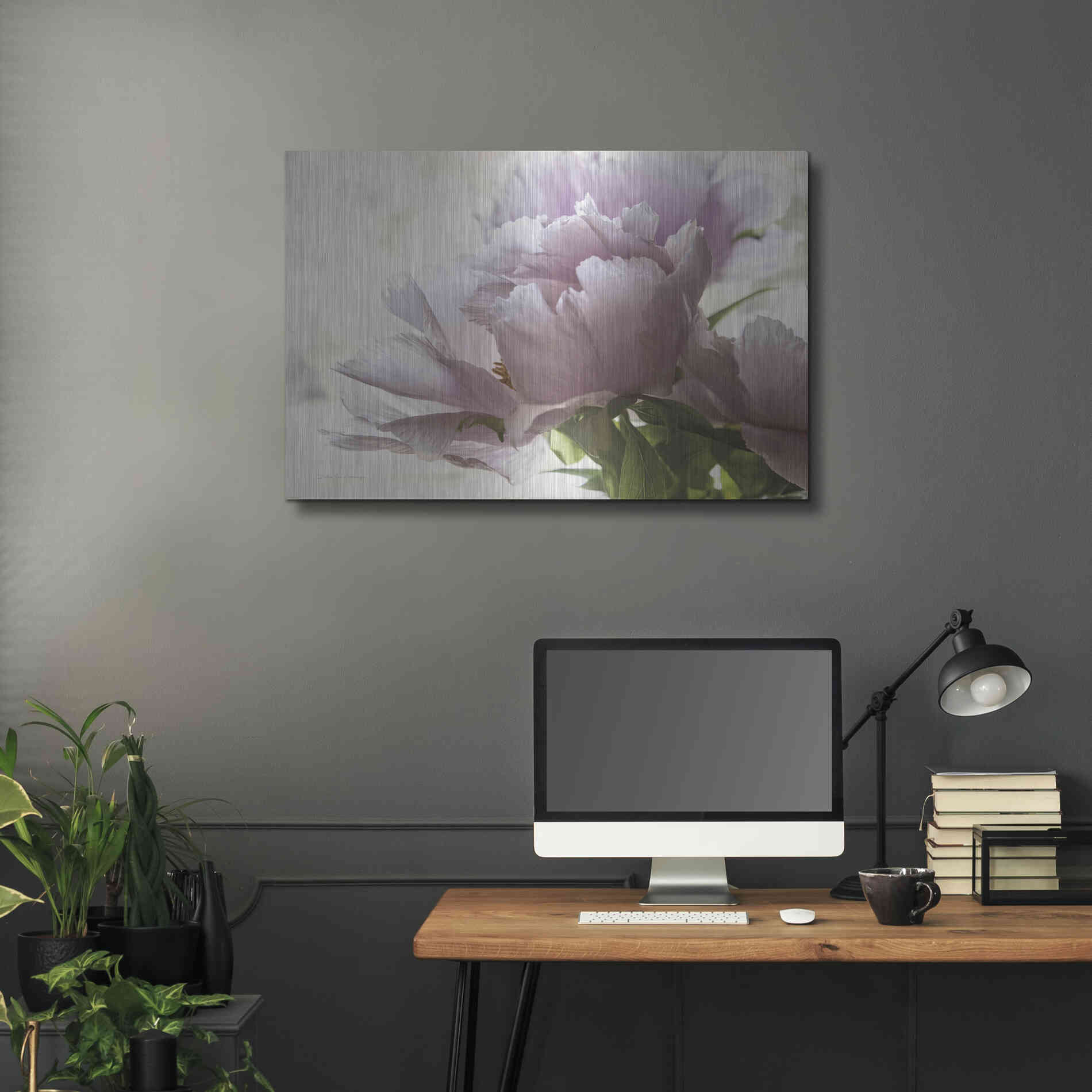 Luxe Metal Art 'Translucent Peony I' by Debra Van Swearingen, Metal Wall Art,36x24