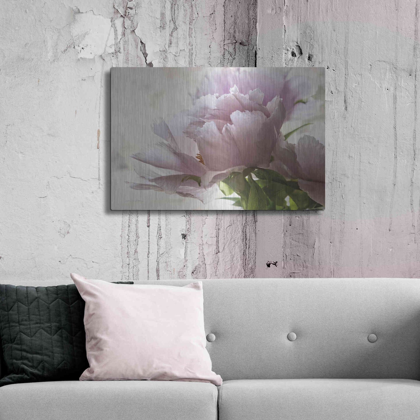 Luxe Metal Art 'Translucent Peony I' by Debra Van Swearingen, Metal Wall Art,36x24