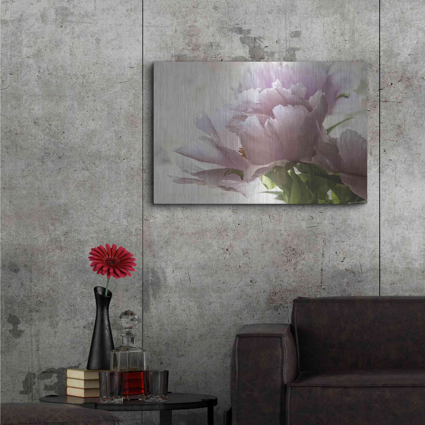 Luxe Metal Art 'Translucent Peony I' by Debra Van Swearingen, Metal Wall Art,36x24