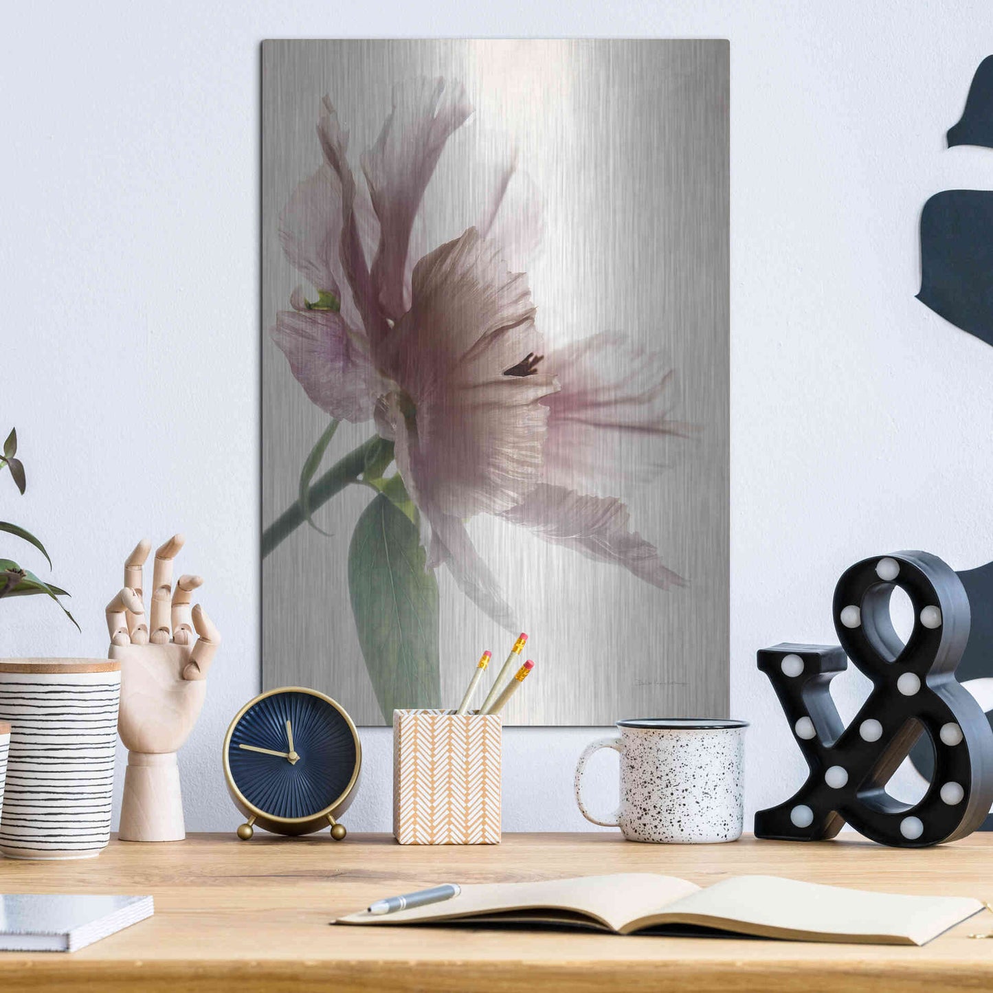 Luxe Metal Art 'Translucent Peony II' by Debra Van Swearingen, Metal Wall Art,12x16