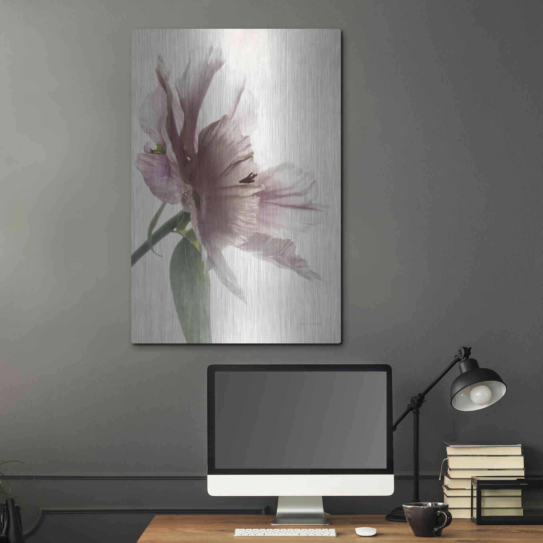 Luxe Metal Art 'Translucent Peony II' by Debra Van Swearingen, Metal Wall Art,24x36