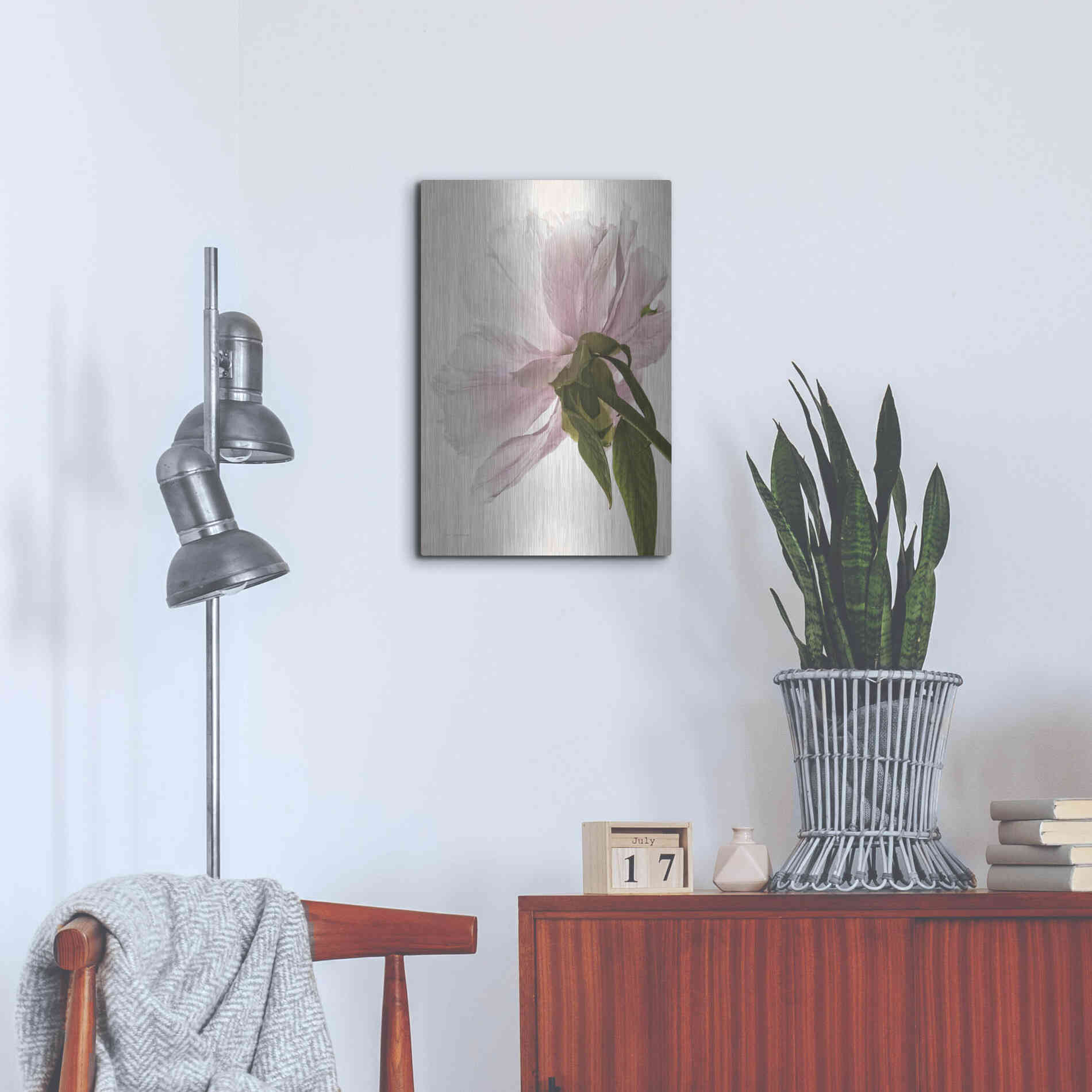 Luxe Metal Art 'Translucent Peony III' by Debra Van Swearingen, Metal Wall Art,16x24