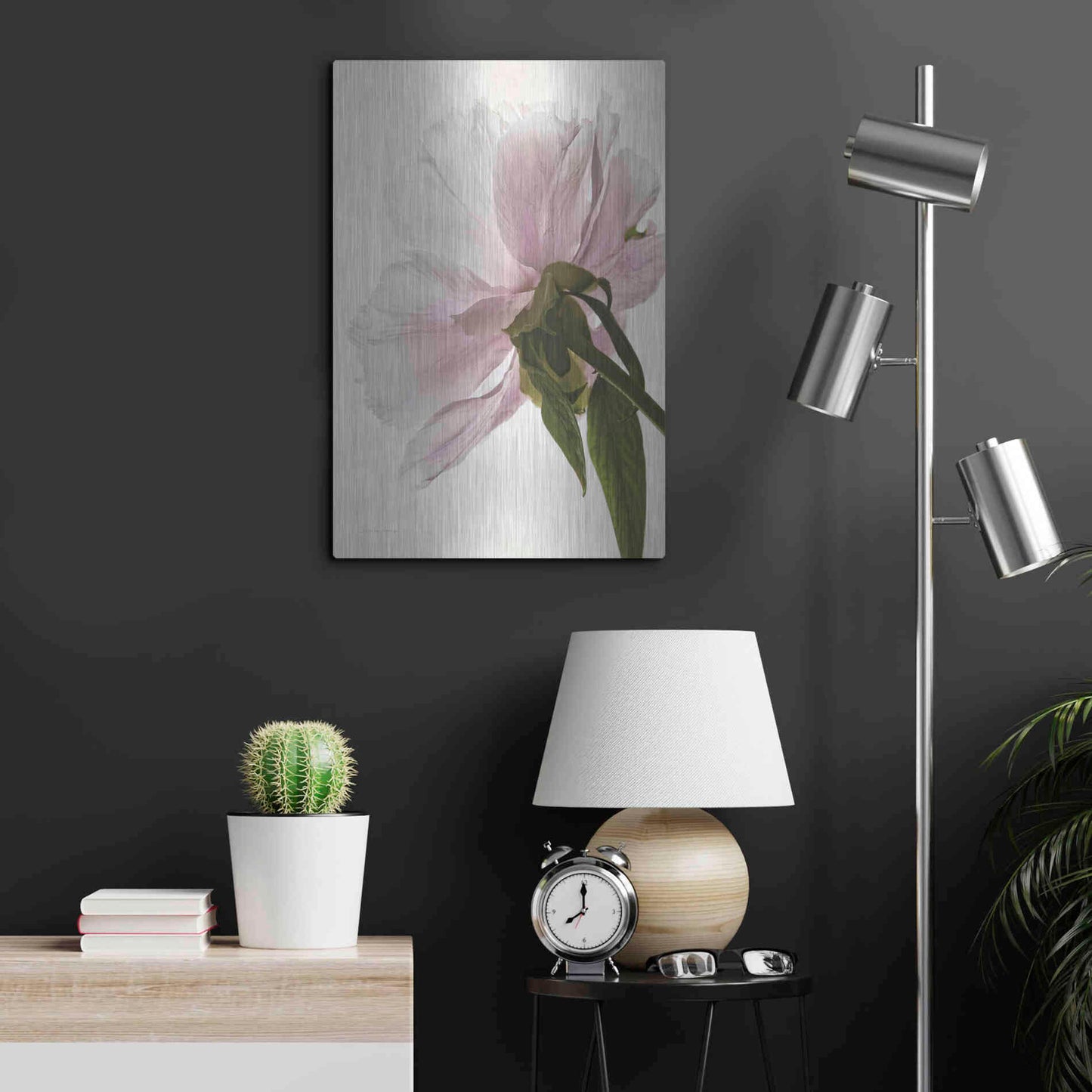 Luxe Metal Art 'Translucent Peony III' by Debra Van Swearingen, Metal Wall Art,16x24