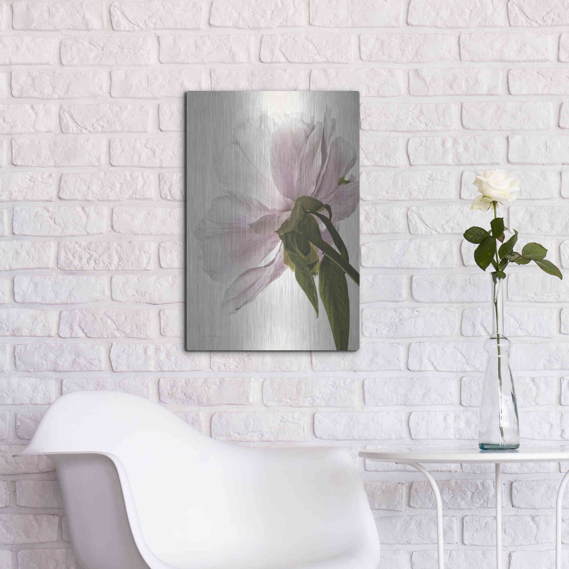 Luxe Metal Art 'Translucent Peony III' by Debra Van Swearingen, Metal Wall Art,16x24