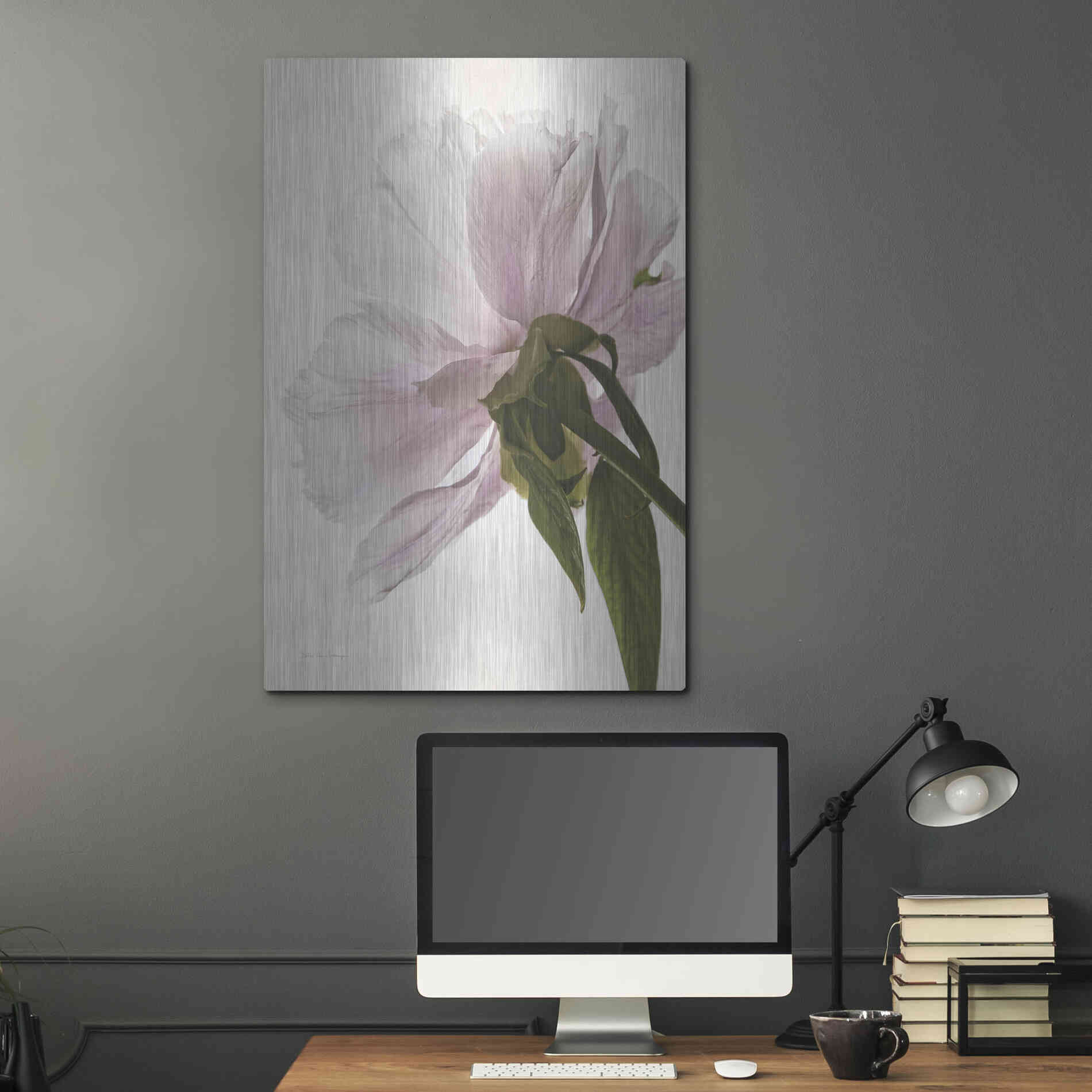 Luxe Metal Art 'Translucent Peony III' by Debra Van Swearingen, Metal Wall Art,24x36