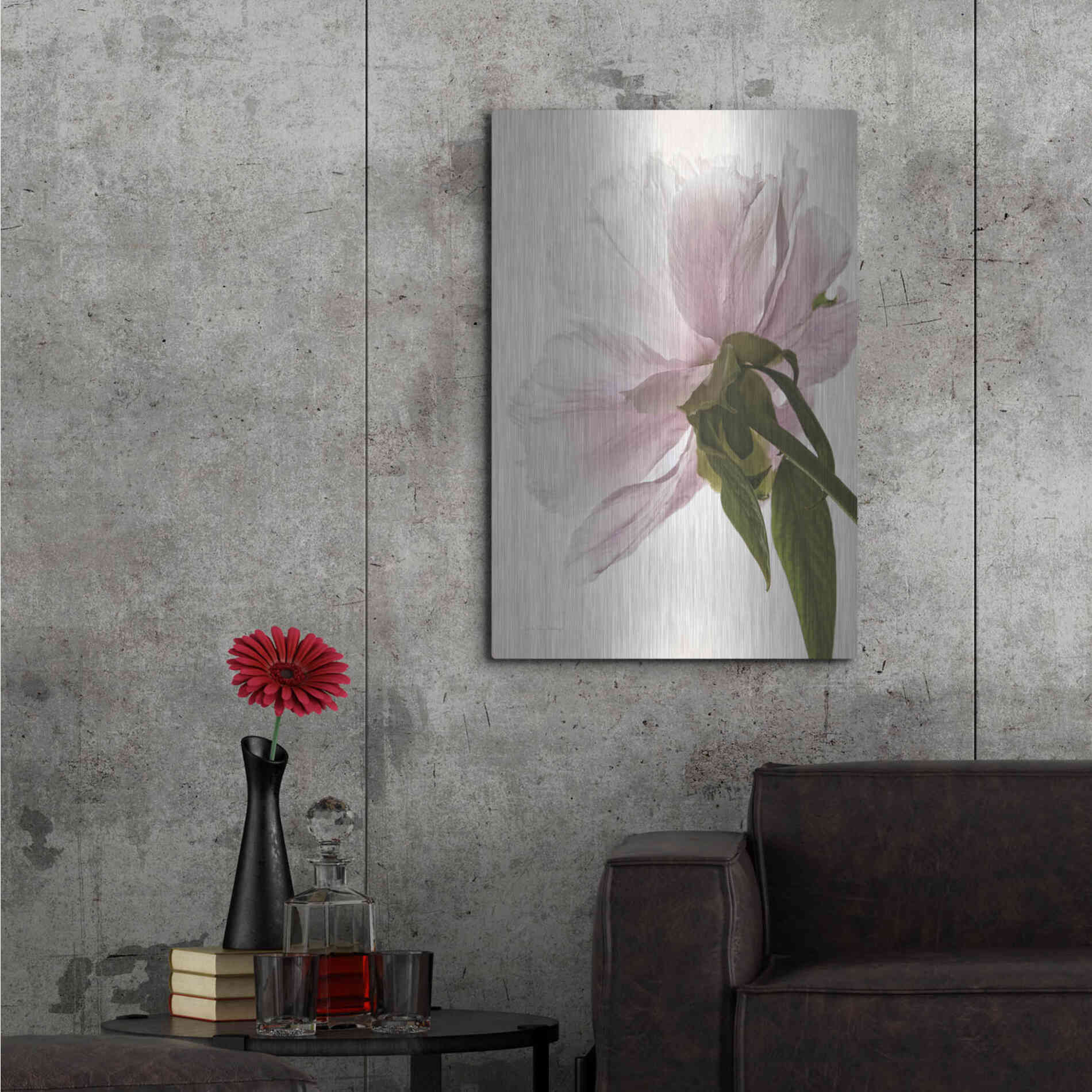 Luxe Metal Art 'Translucent Peony III' by Debra Van Swearingen, Metal Wall Art,24x36