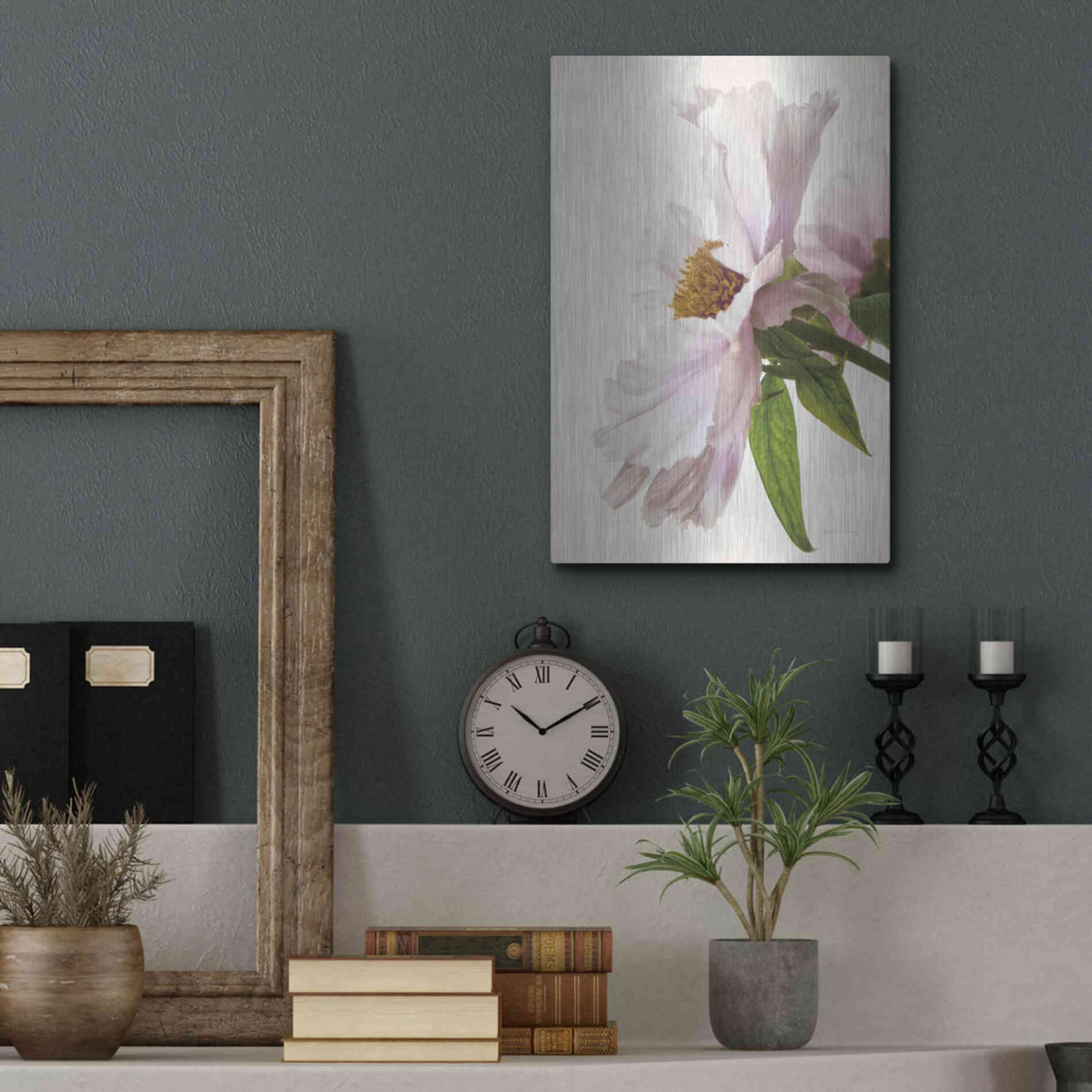 Luxe Metal Art 'Translucent Peony IV' by Debra Van Swearingen, Metal Wall Art,12x16