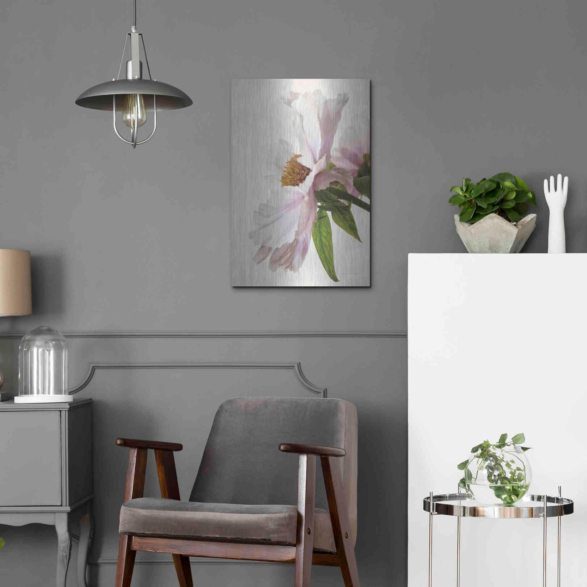 Luxe Metal Art 'Translucent Peony IV' by Debra Van Swearingen, Metal Wall Art,16x24