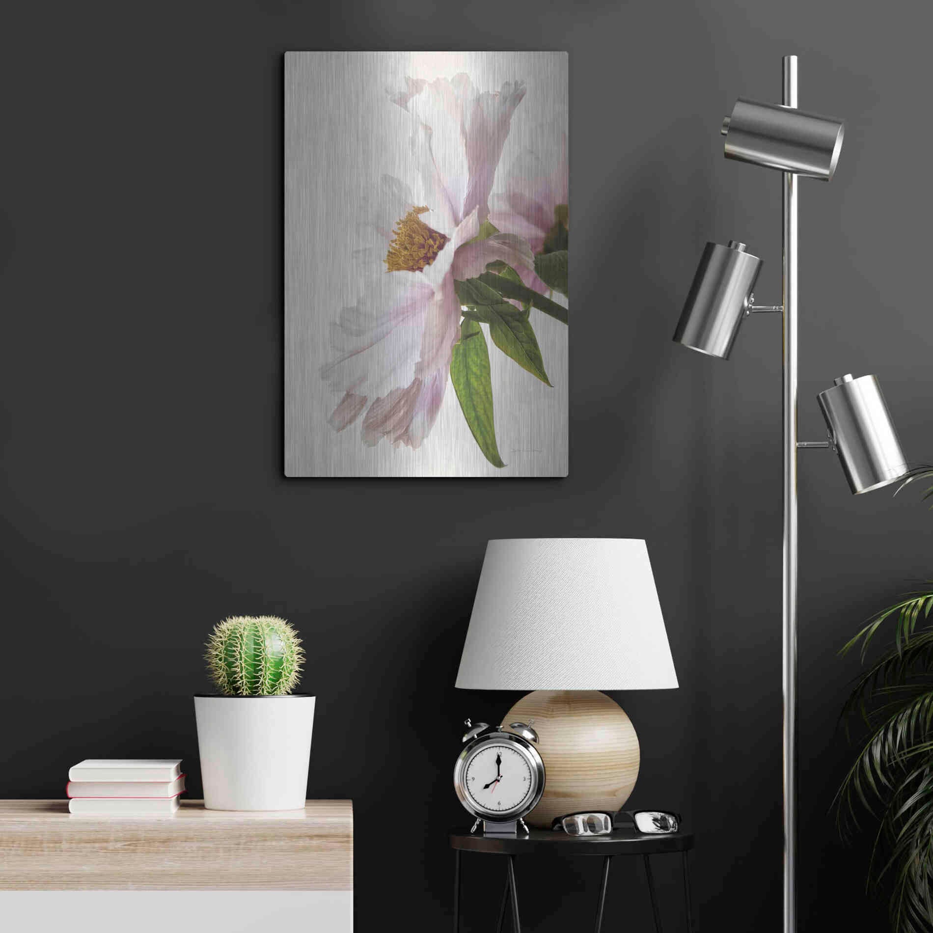Luxe Metal Art 'Translucent Peony IV' by Debra Van Swearingen, Metal Wall Art,16x24