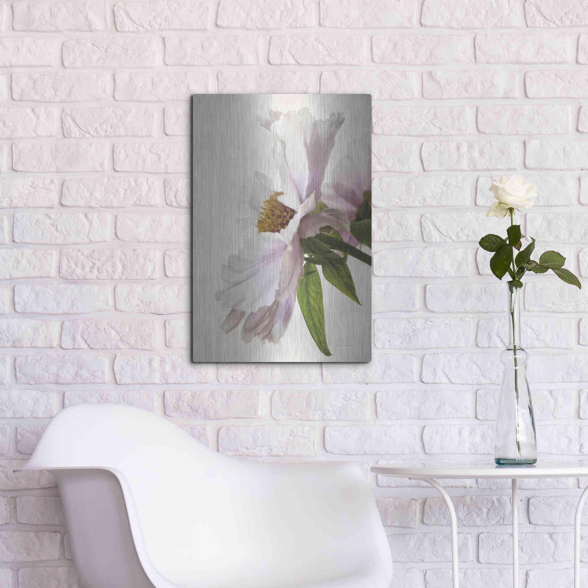 Luxe Metal Art 'Translucent Peony IV' by Debra Van Swearingen, Metal Wall Art,16x24
