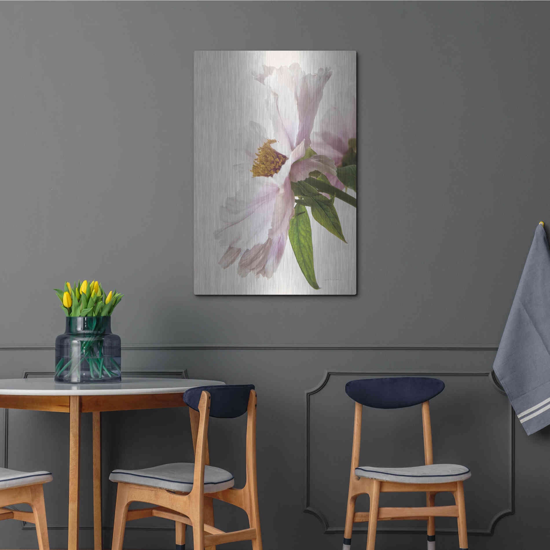 Luxe Metal Art 'Translucent Peony IV' by Debra Van Swearingen, Metal Wall Art,24x36