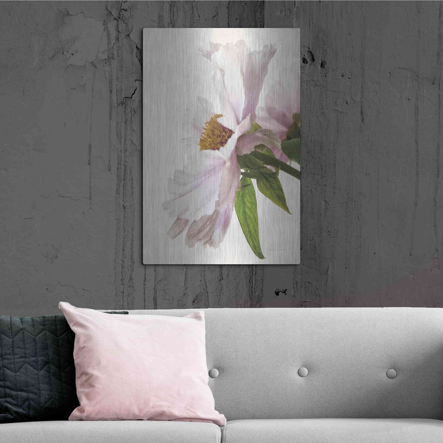 Luxe Metal Art 'Translucent Peony IV' by Debra Van Swearingen, Metal Wall Art,24x36