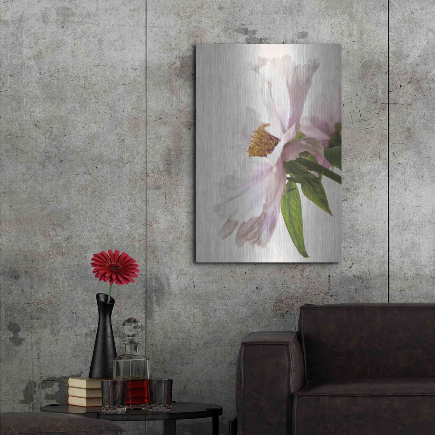 Luxe Metal Art 'Translucent Peony IV' by Debra Van Swearingen, Metal Wall Art,24x36