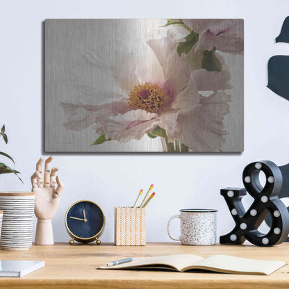 Luxe Metal Art 'Translucent Peony V' by Debra Van Swearingen, Metal Wall Art,16x12