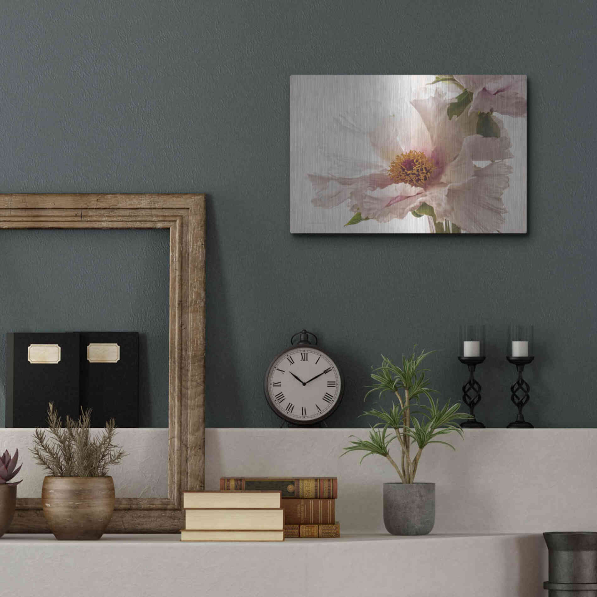 Luxe Metal Art 'Translucent Peony V' by Debra Van Swearingen, Metal Wall Art,16x12