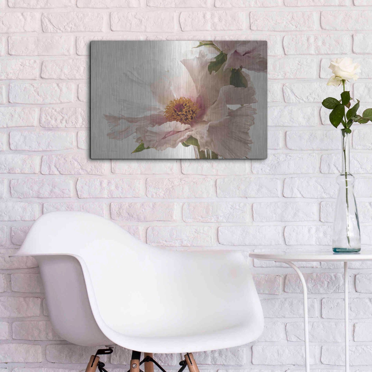 Luxe Metal Art 'Translucent Peony V' by Debra Van Swearingen, Metal Wall Art,24x16