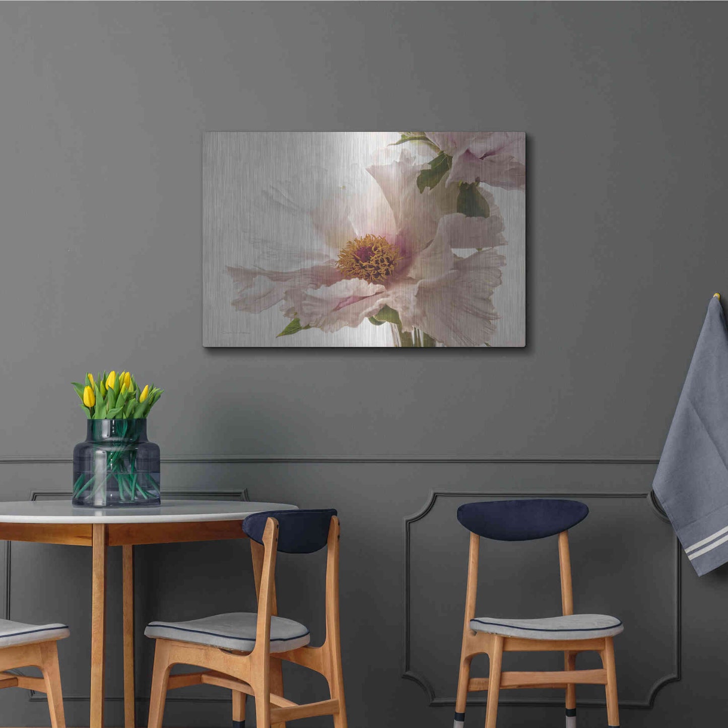Luxe Metal Art 'Translucent Peony V' by Debra Van Swearingen, Metal Wall Art,36x24