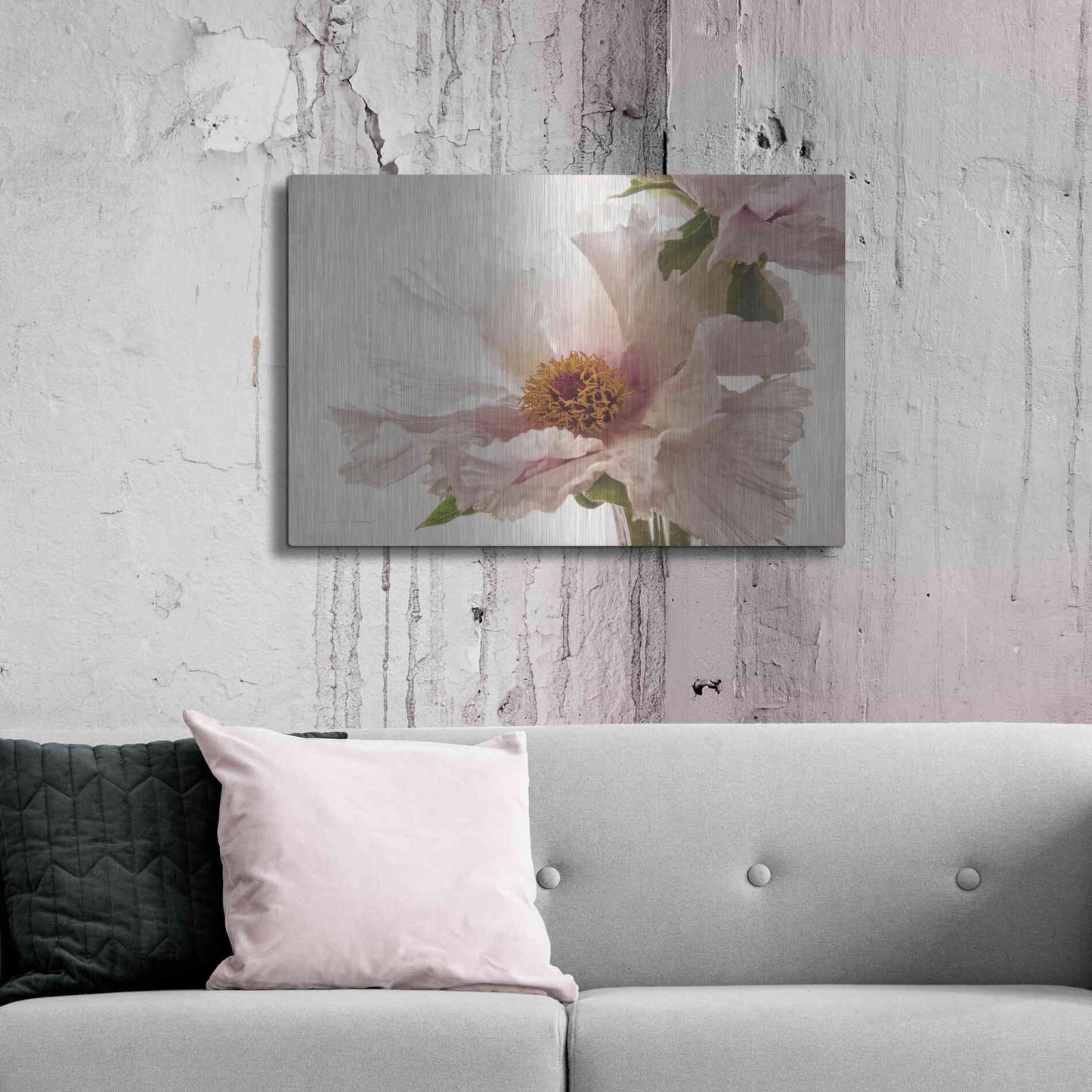 Luxe Metal Art 'Translucent Peony V' by Debra Van Swearingen, Metal Wall Art,36x24