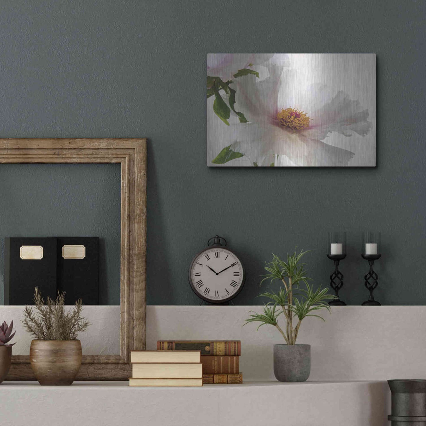 Luxe Metal Art 'Translucent Peony VI' by Debra Van Swearingen, Metal Wall Art,16x12