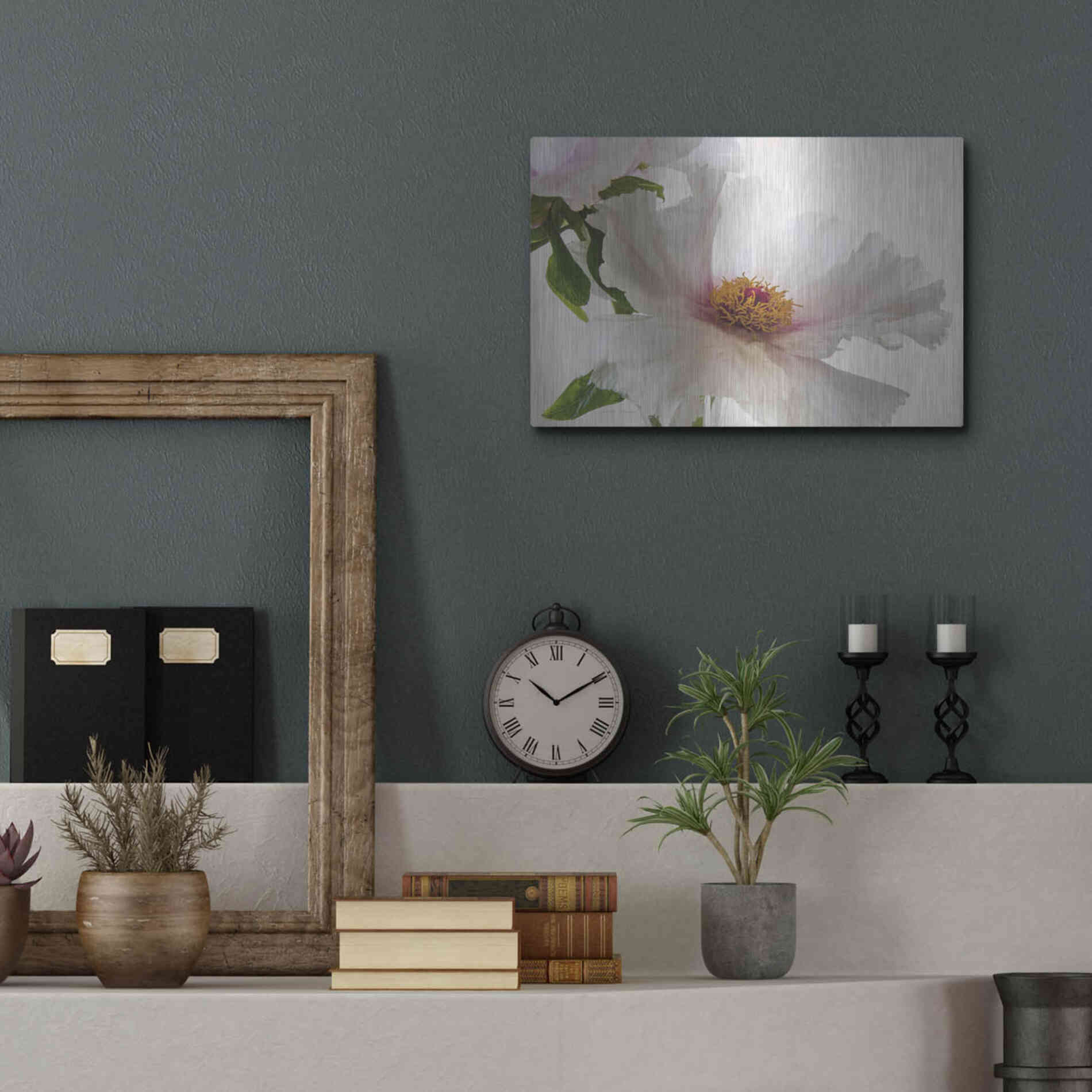 Luxe Metal Art 'Translucent Peony VI' by Debra Van Swearingen, Metal Wall Art,16x12