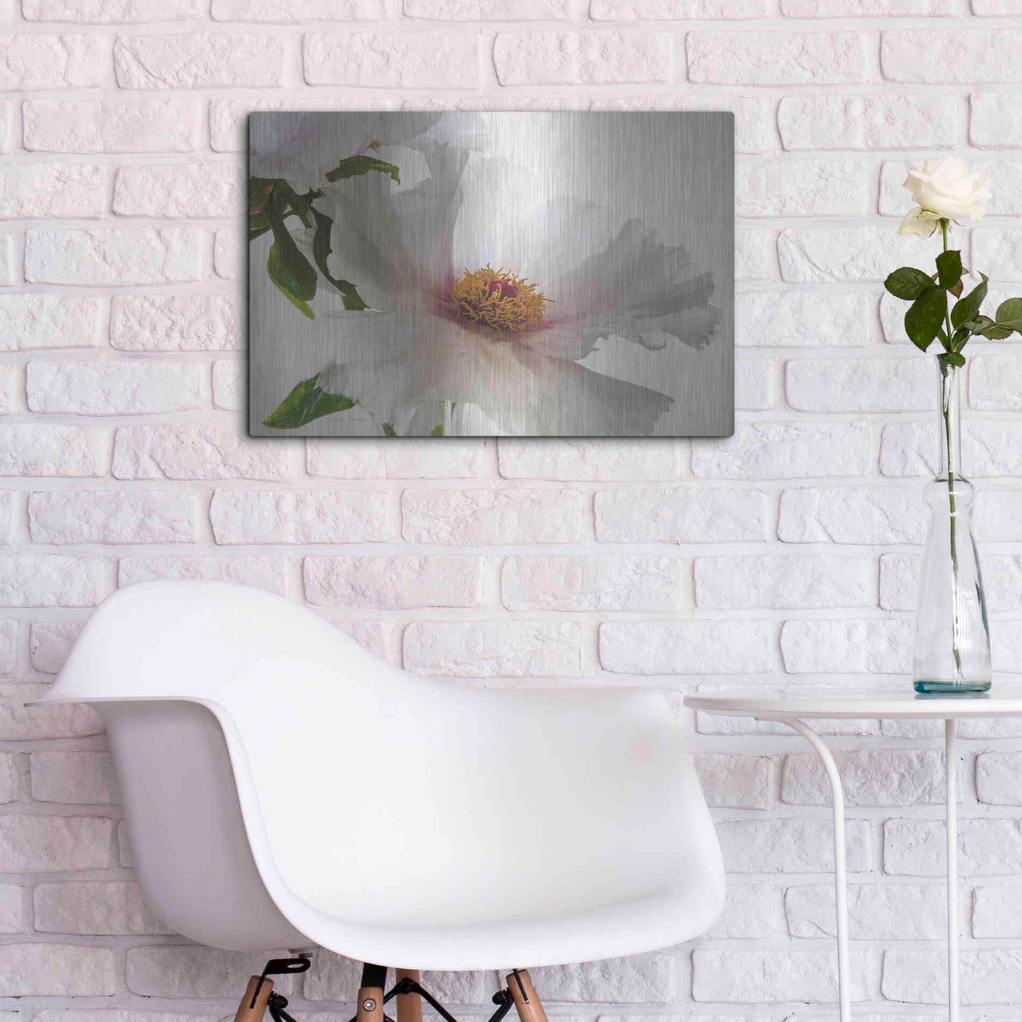 Luxe Metal Art 'Translucent Peony VI' by Debra Van Swearingen, Metal Wall Art,24x16