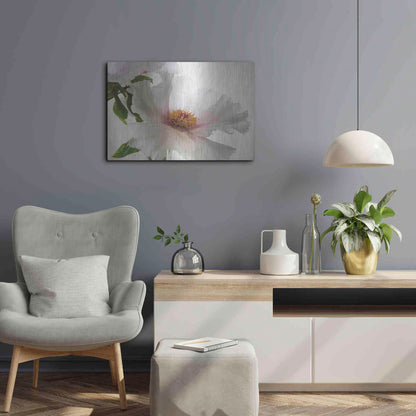 Luxe Metal Art 'Translucent Peony VI' by Debra Van Swearingen, Metal Wall Art,24x16
