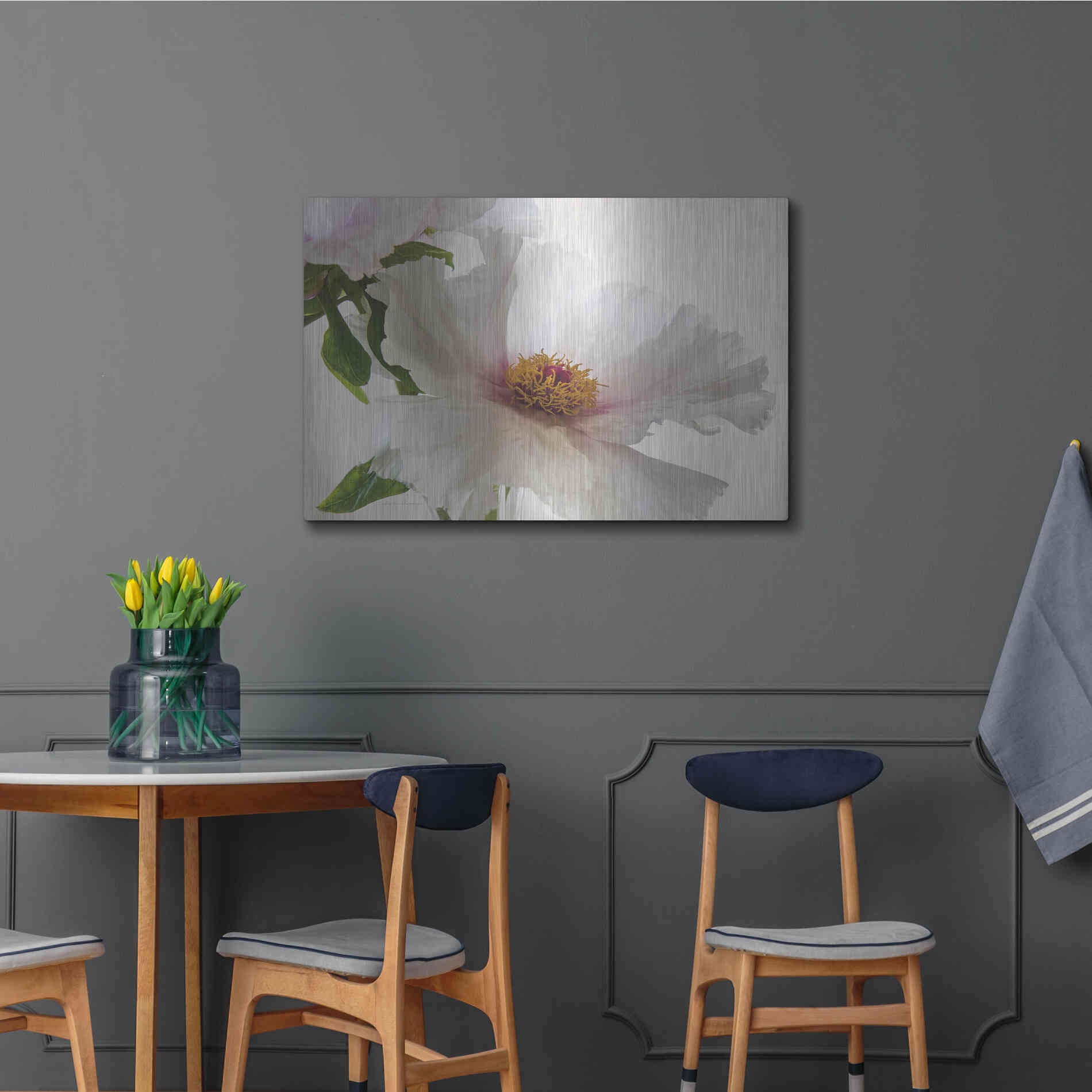 Luxe Metal Art 'Translucent Peony VI' by Debra Van Swearingen, Metal Wall Art,36x24