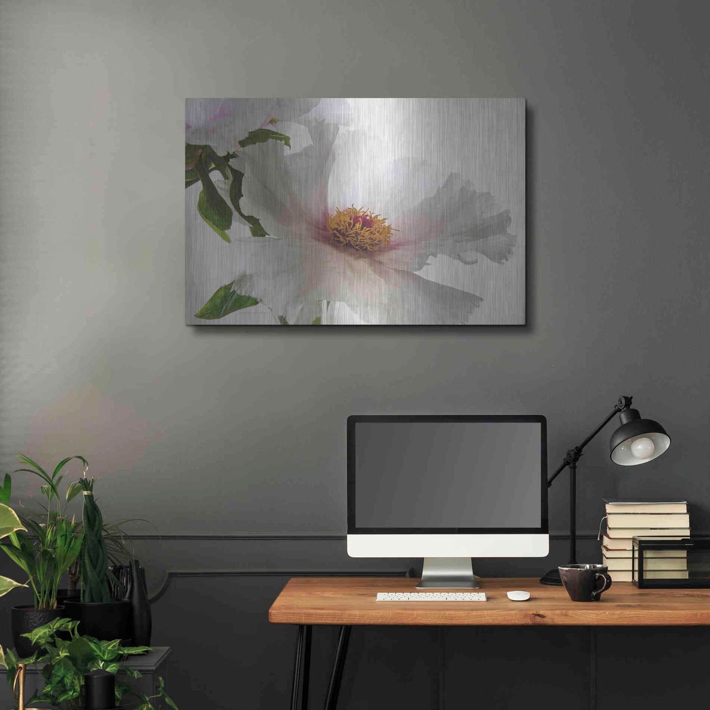 Luxe Metal Art 'Translucent Peony VI' by Debra Van Swearingen, Metal Wall Art,36x24