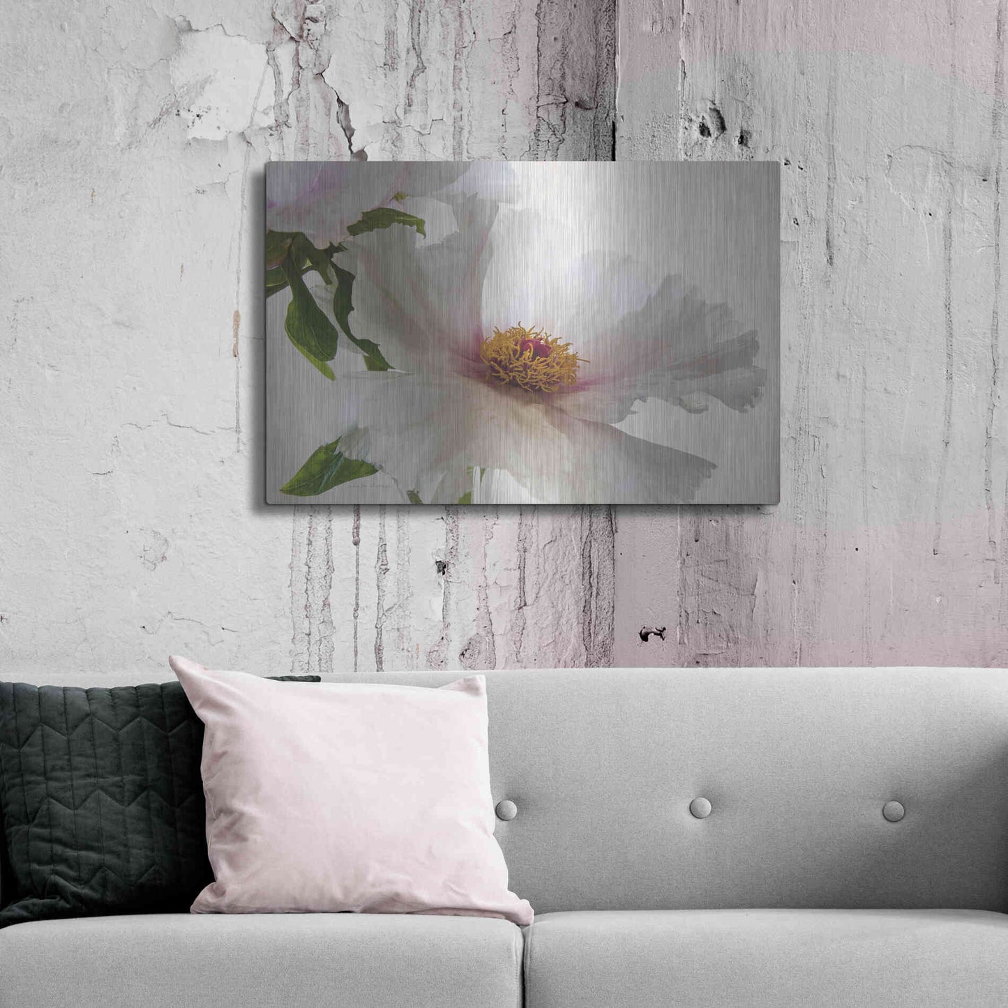 Luxe Metal Art 'Translucent Peony VI' by Debra Van Swearingen, Metal Wall Art,36x24