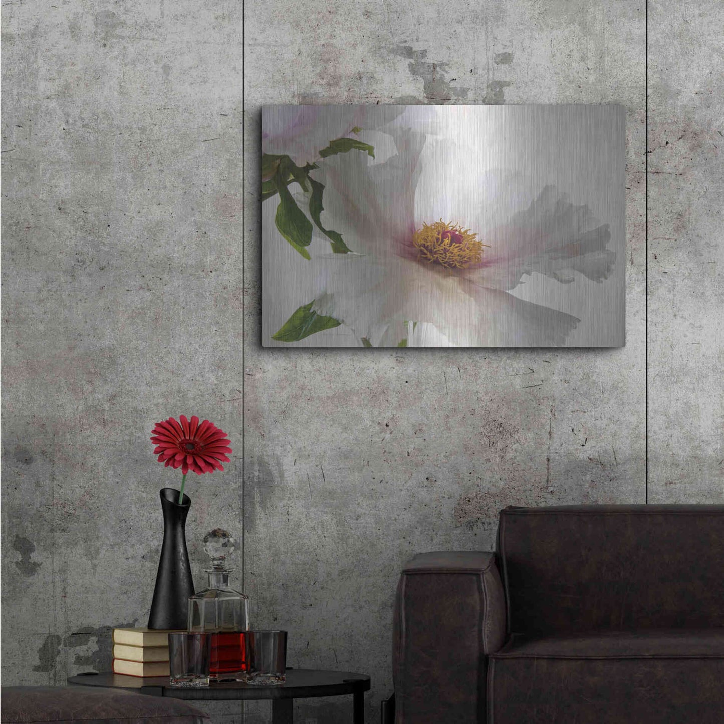 Luxe Metal Art 'Translucent Peony VI' by Debra Van Swearingen, Metal Wall Art,36x24