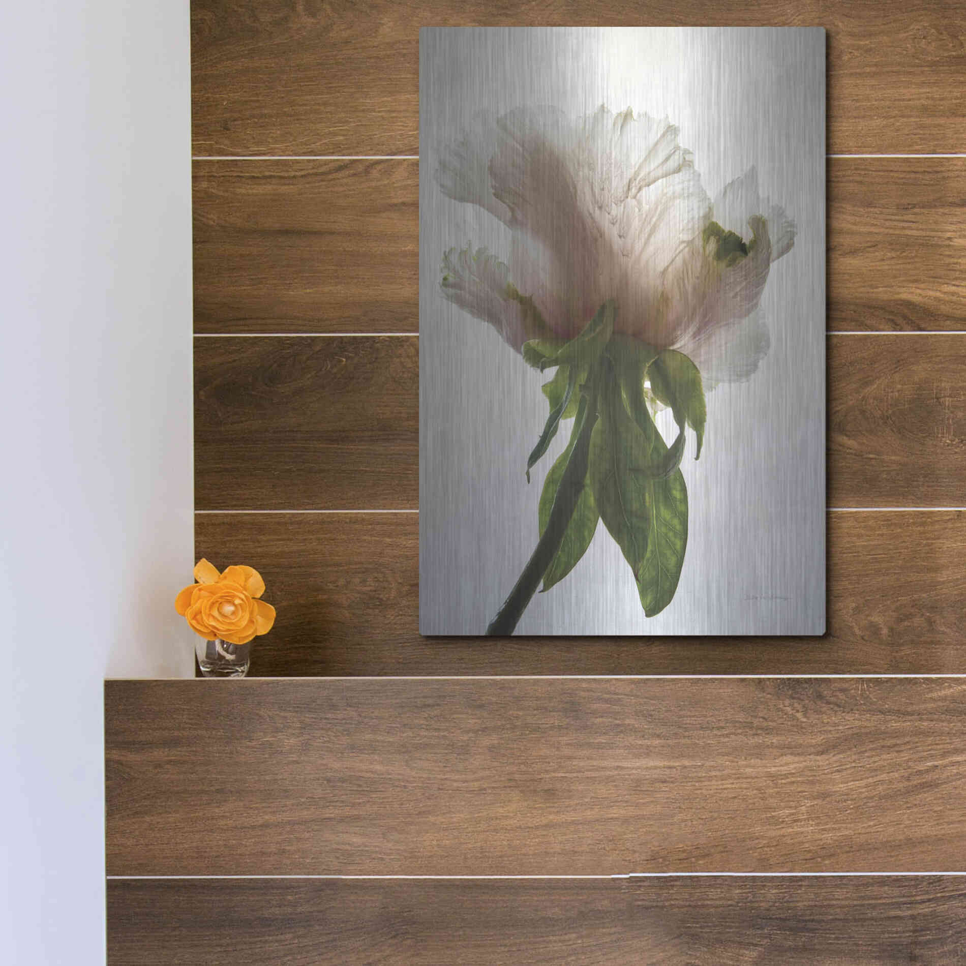 Luxe Metal Art 'Translucent Peony VII' by Debra Van Swearingen, Metal Wall Art,12x16