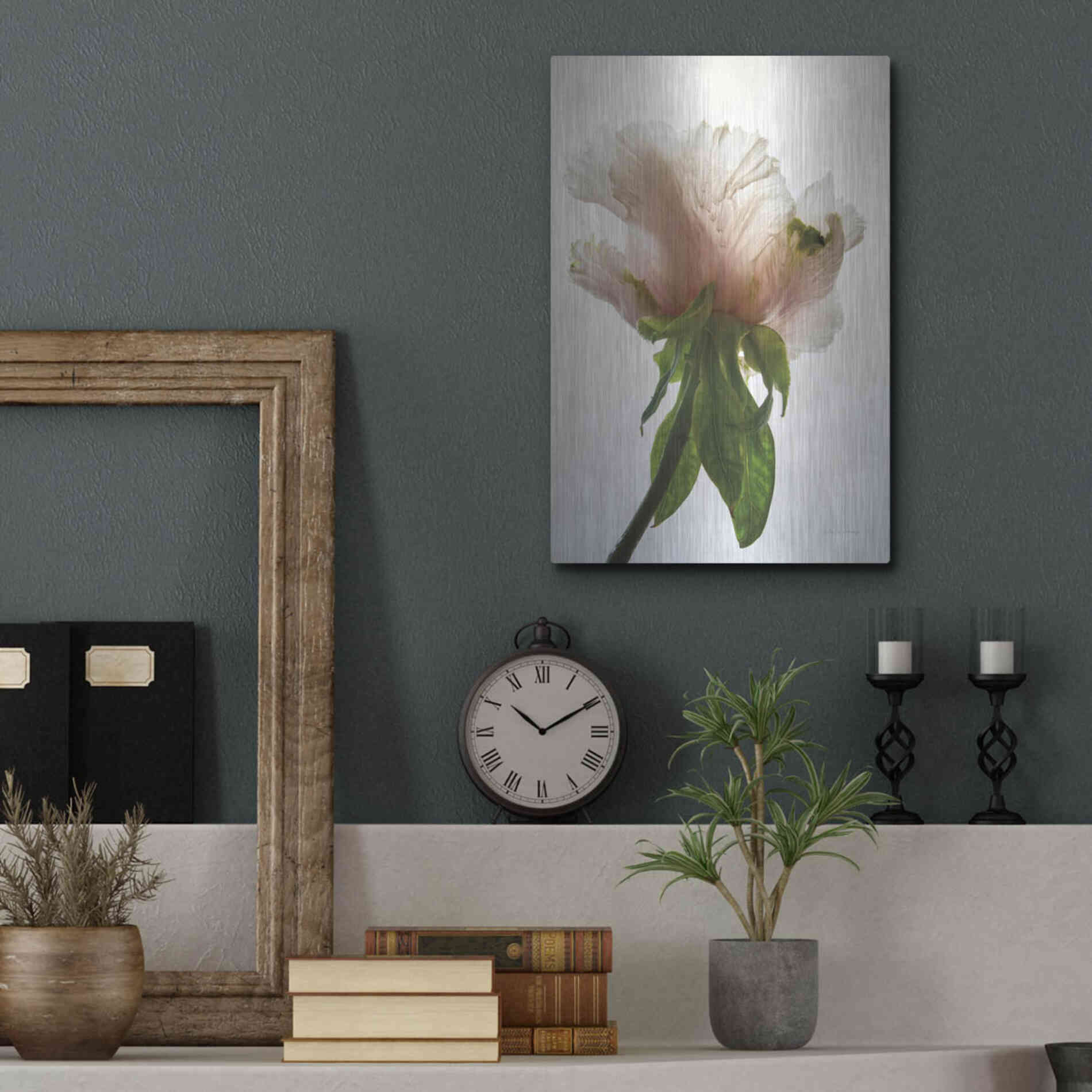 Luxe Metal Art 'Translucent Peony VII' by Debra Van Swearingen, Metal Wall Art,12x16