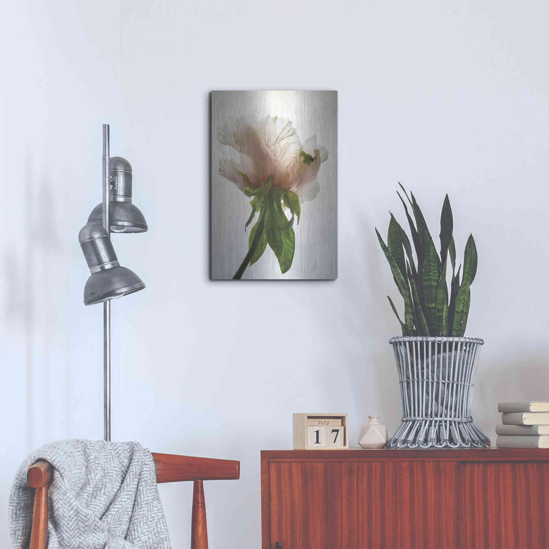 Luxe Metal Art 'Translucent Peony VII' by Debra Van Swearingen, Metal Wall Art,16x24