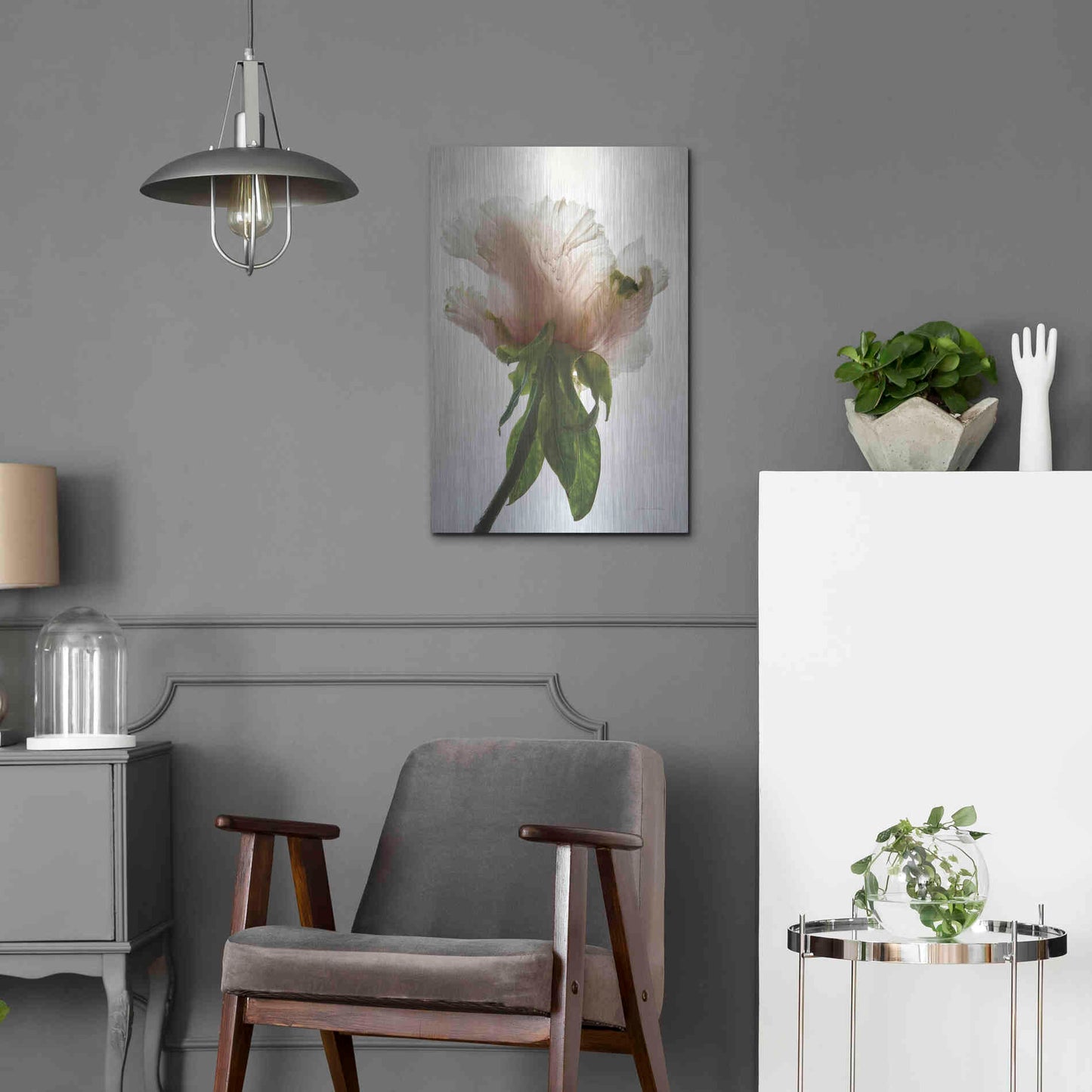 Luxe Metal Art 'Translucent Peony VII' by Debra Van Swearingen, Metal Wall Art,16x24