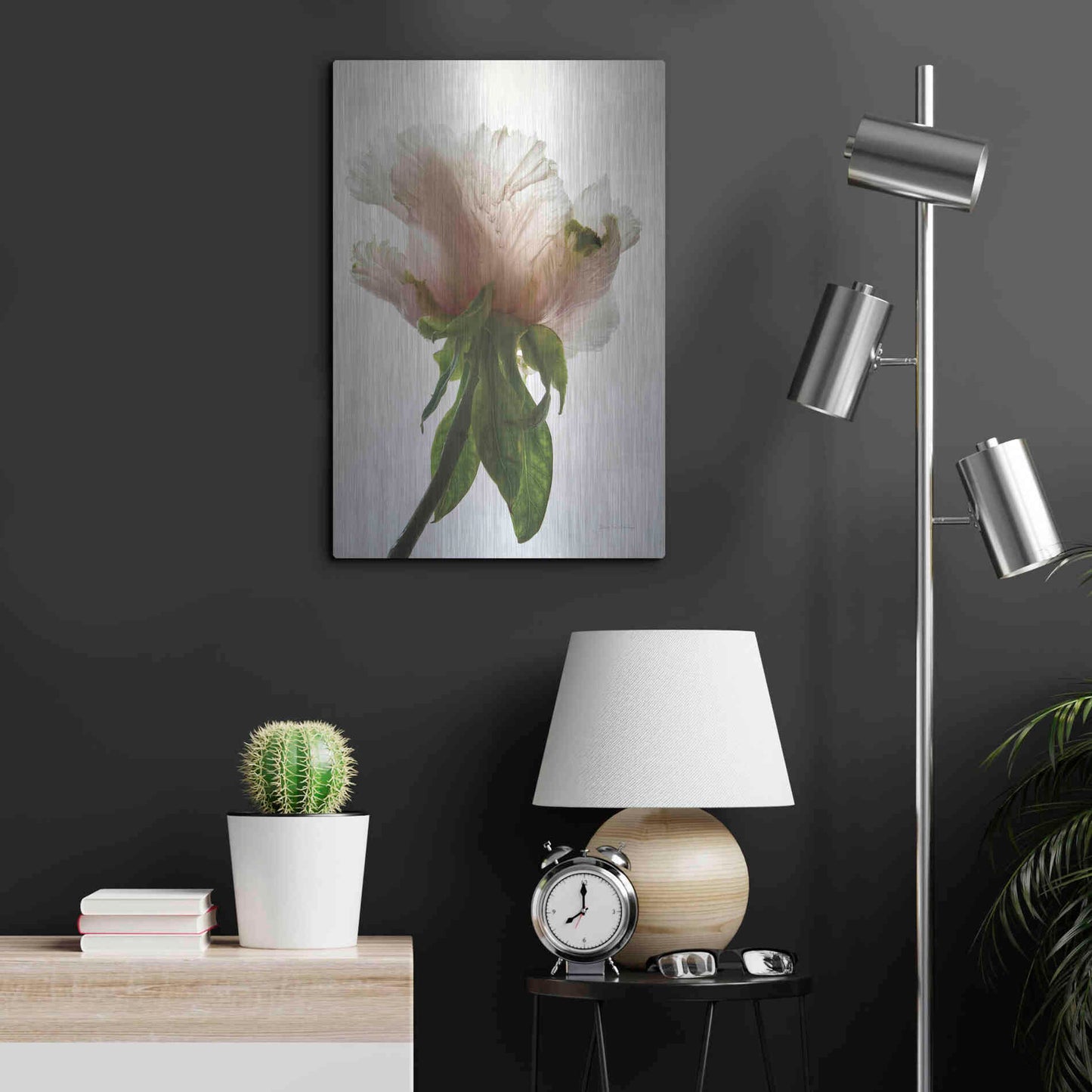 Luxe Metal Art 'Translucent Peony VII' by Debra Van Swearingen, Metal Wall Art,16x24