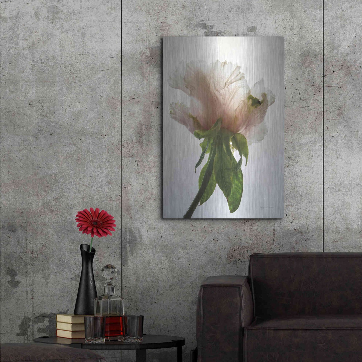 Luxe Metal Art 'Translucent Peony VII' by Debra Van Swearingen, Metal Wall Art,24x36