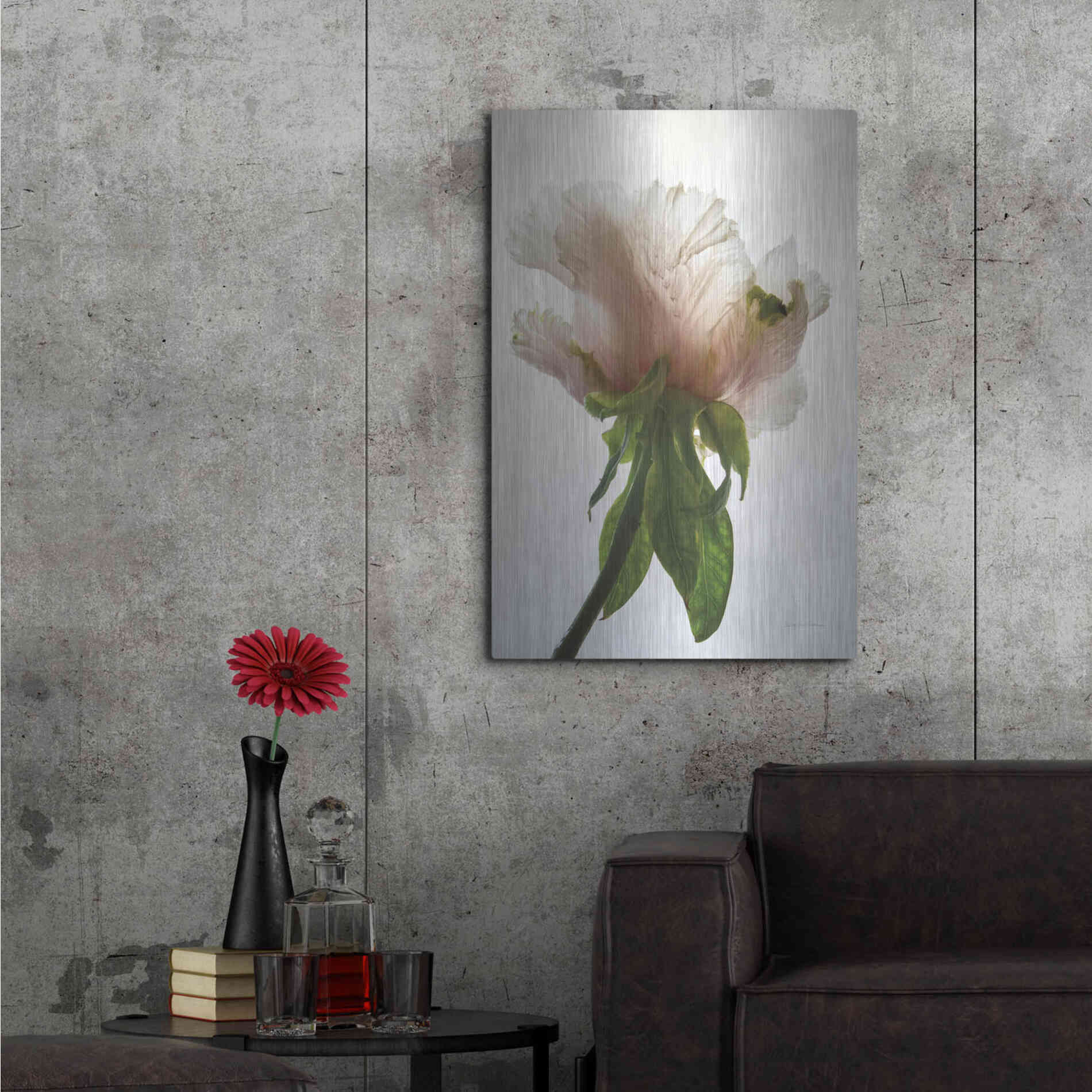 Luxe Metal Art 'Translucent Peony VII' by Debra Van Swearingen, Metal Wall Art,24x36
