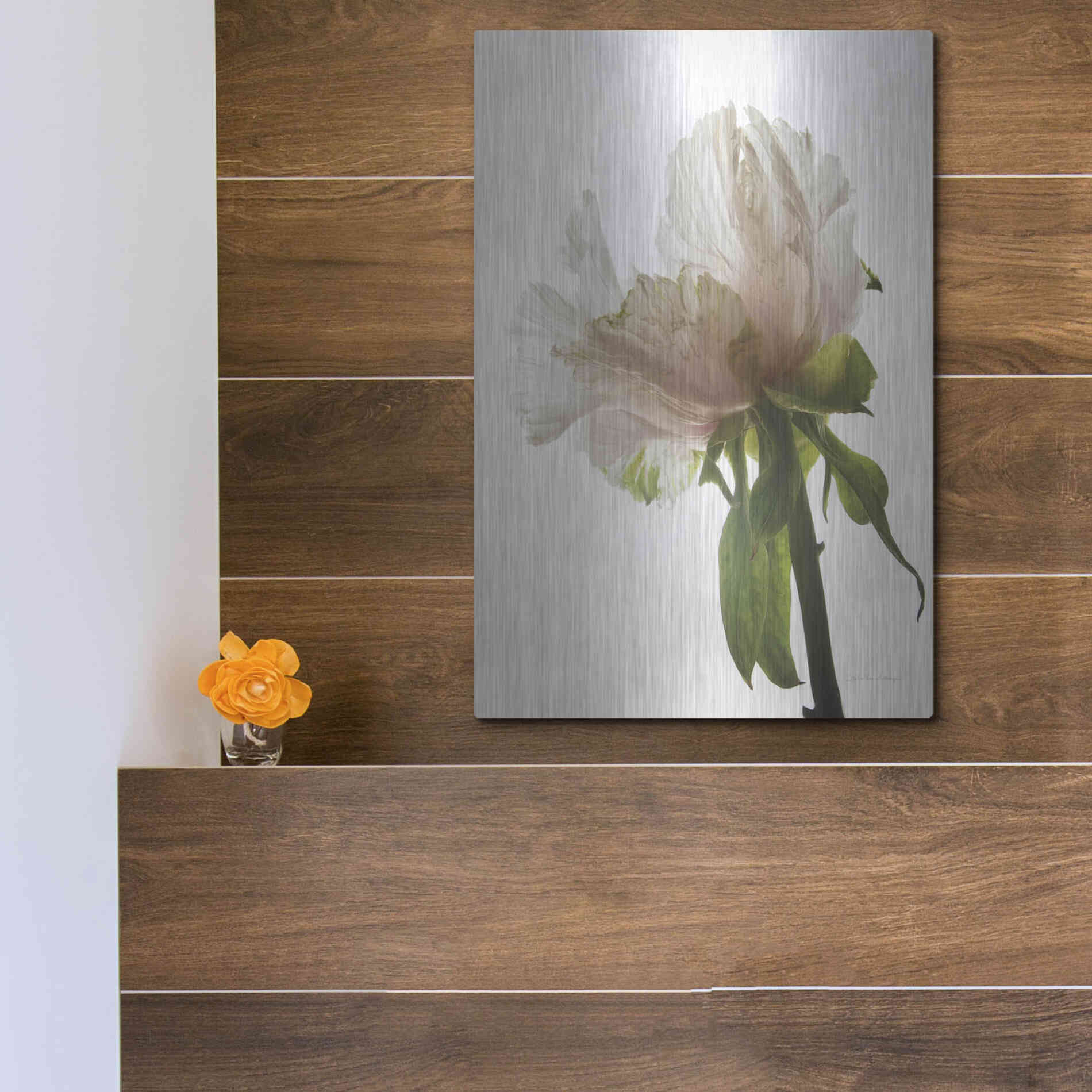 Luxe Metal Art 'Translucent Peony VIII' by Debra Van Swearingen, Metal Wall Art,12x16