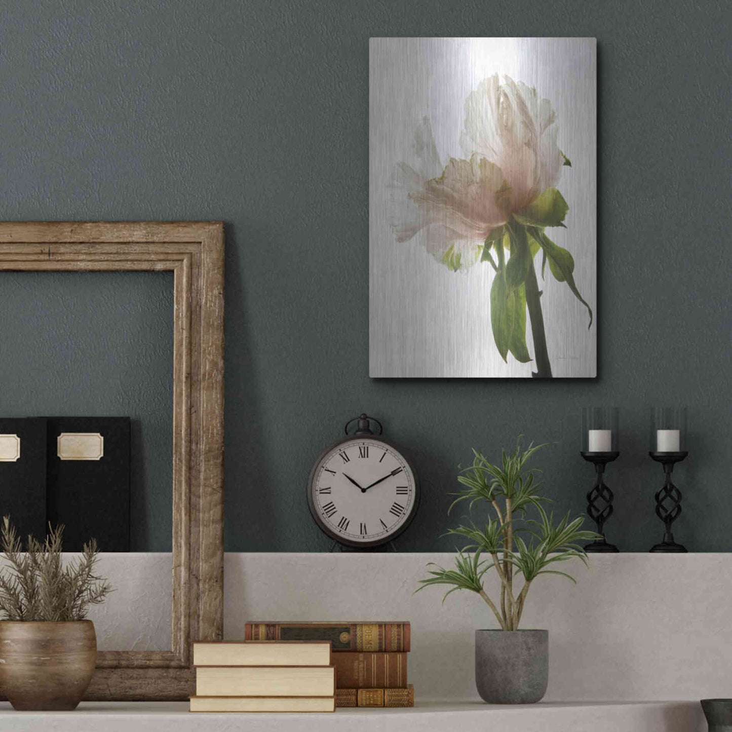 Luxe Metal Art 'Translucent Peony VIII' by Debra Van Swearingen, Metal Wall Art,12x16