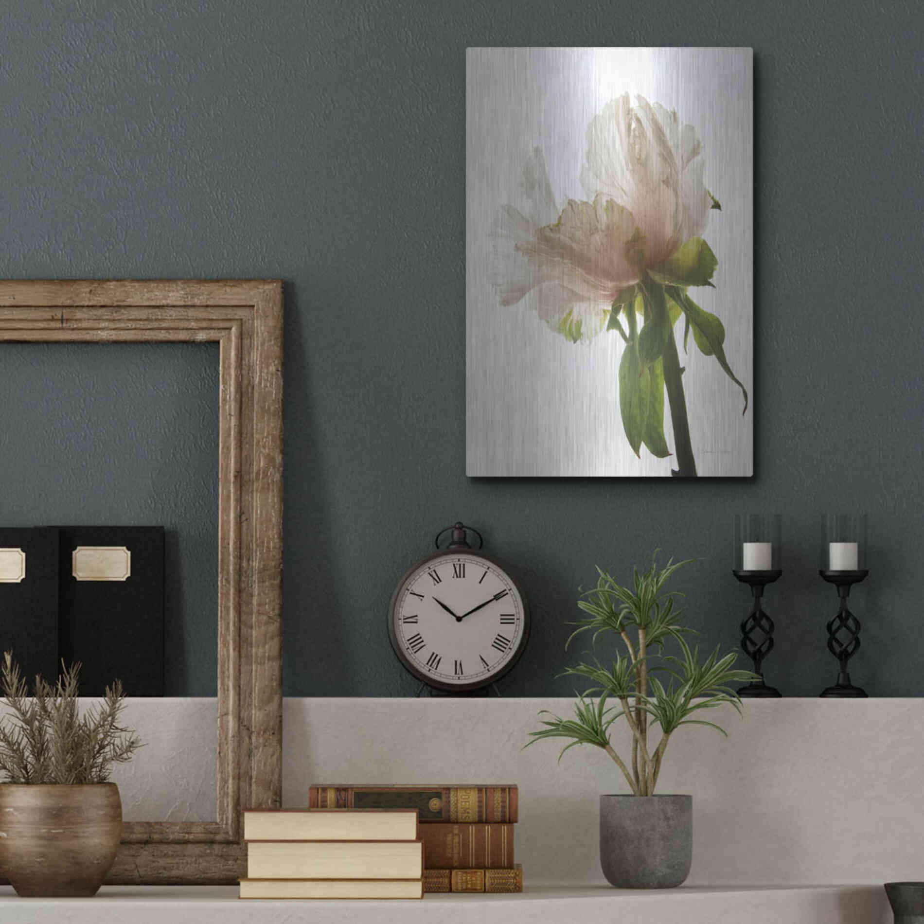Luxe Metal Art 'Translucent Peony VIII' by Debra Van Swearingen, Metal Wall Art,12x16