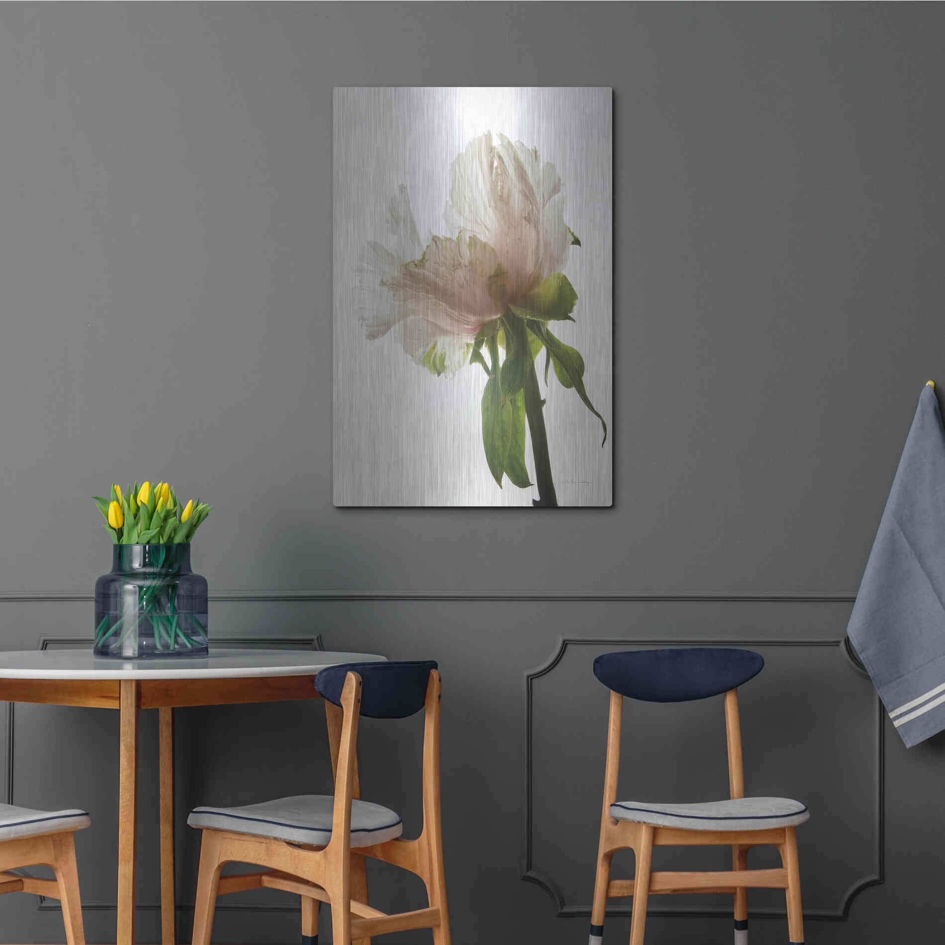 Luxe Metal Art 'Translucent Peony VIII' by Debra Van Swearingen, Metal Wall Art,24x36