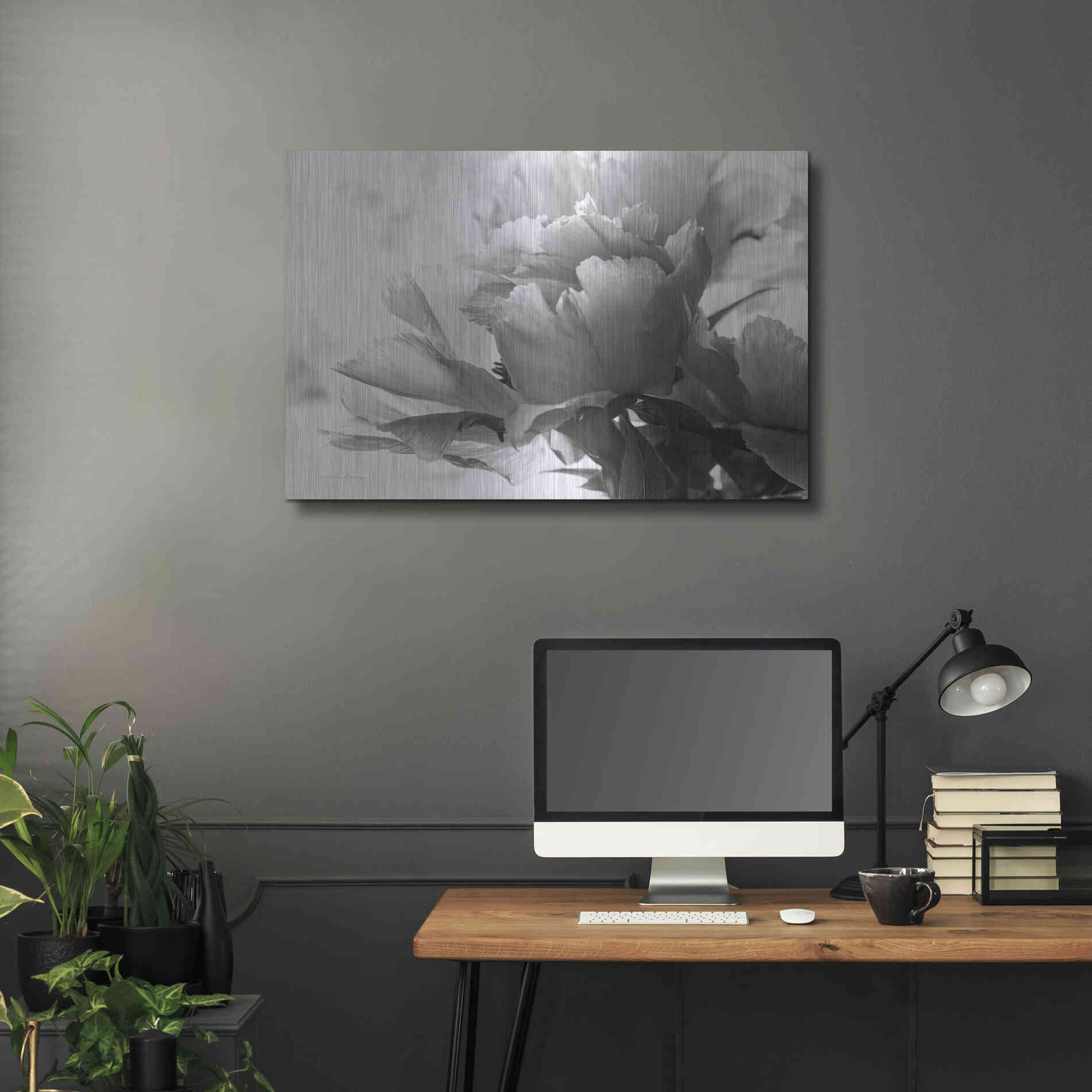 Luxe Metal Art 'Translucent Peony IBW' by Debra Van Swearingen, Metal Wall Art,36x24