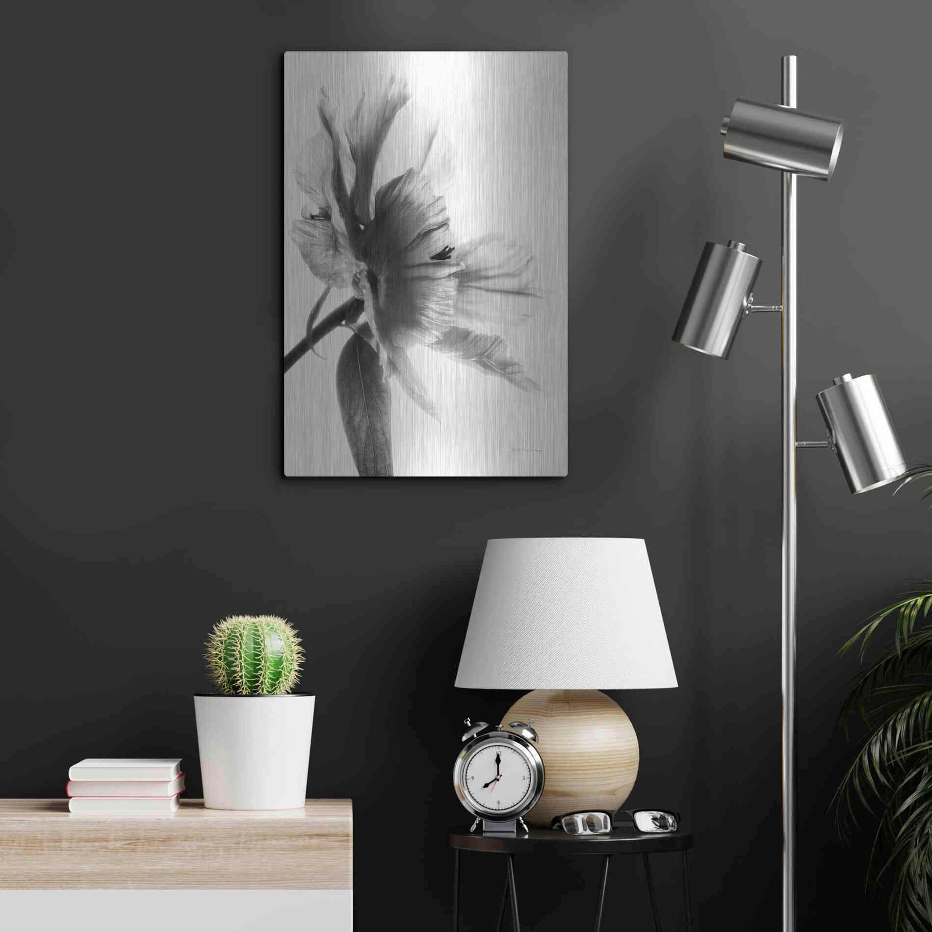 Luxe Metal Art 'Translucent Peony IIBW' by Debra Van Swearingen, Metal Wall Art,16x24