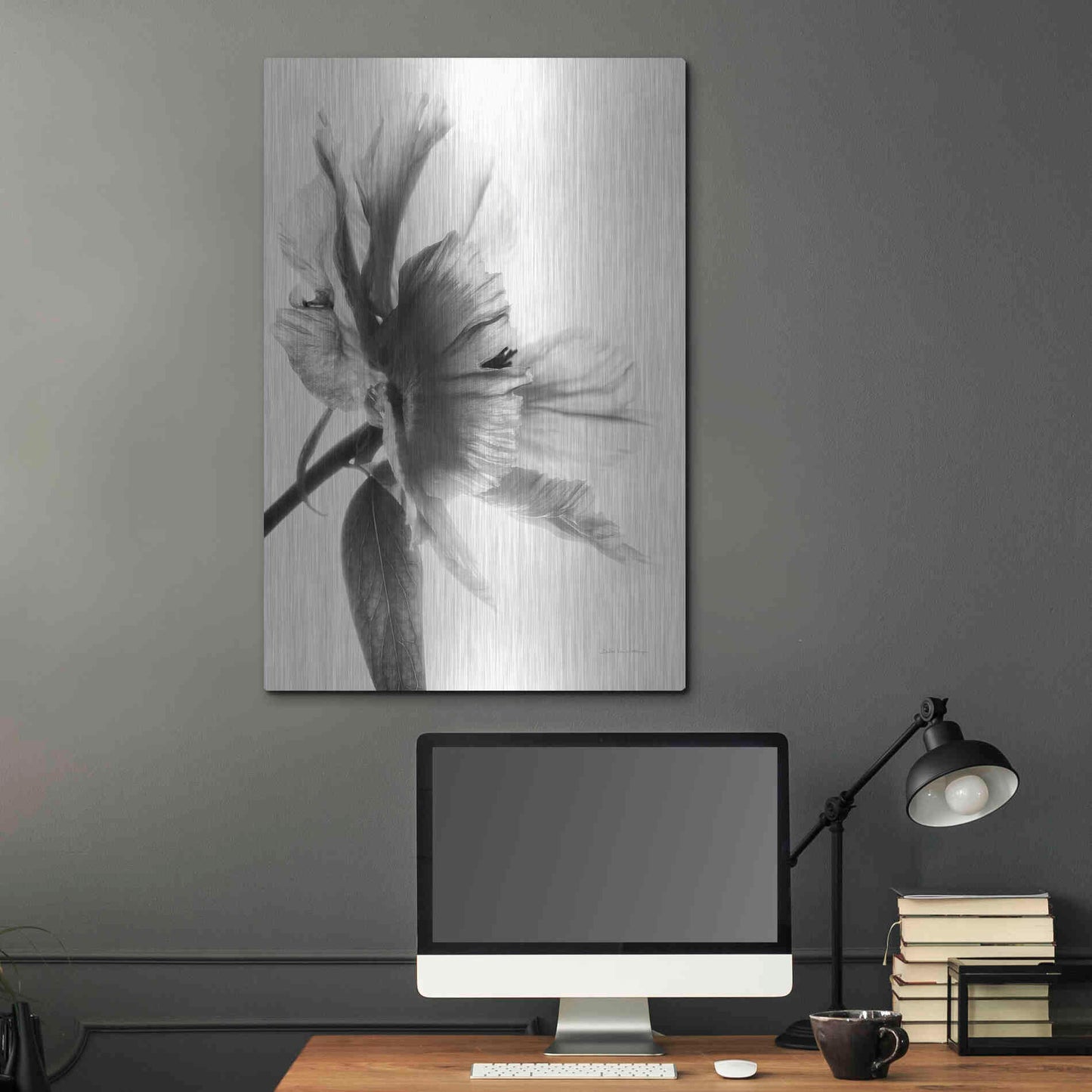 Luxe Metal Art 'Translucent Peony IIBW' by Debra Van Swearingen, Metal Wall Art,24x36