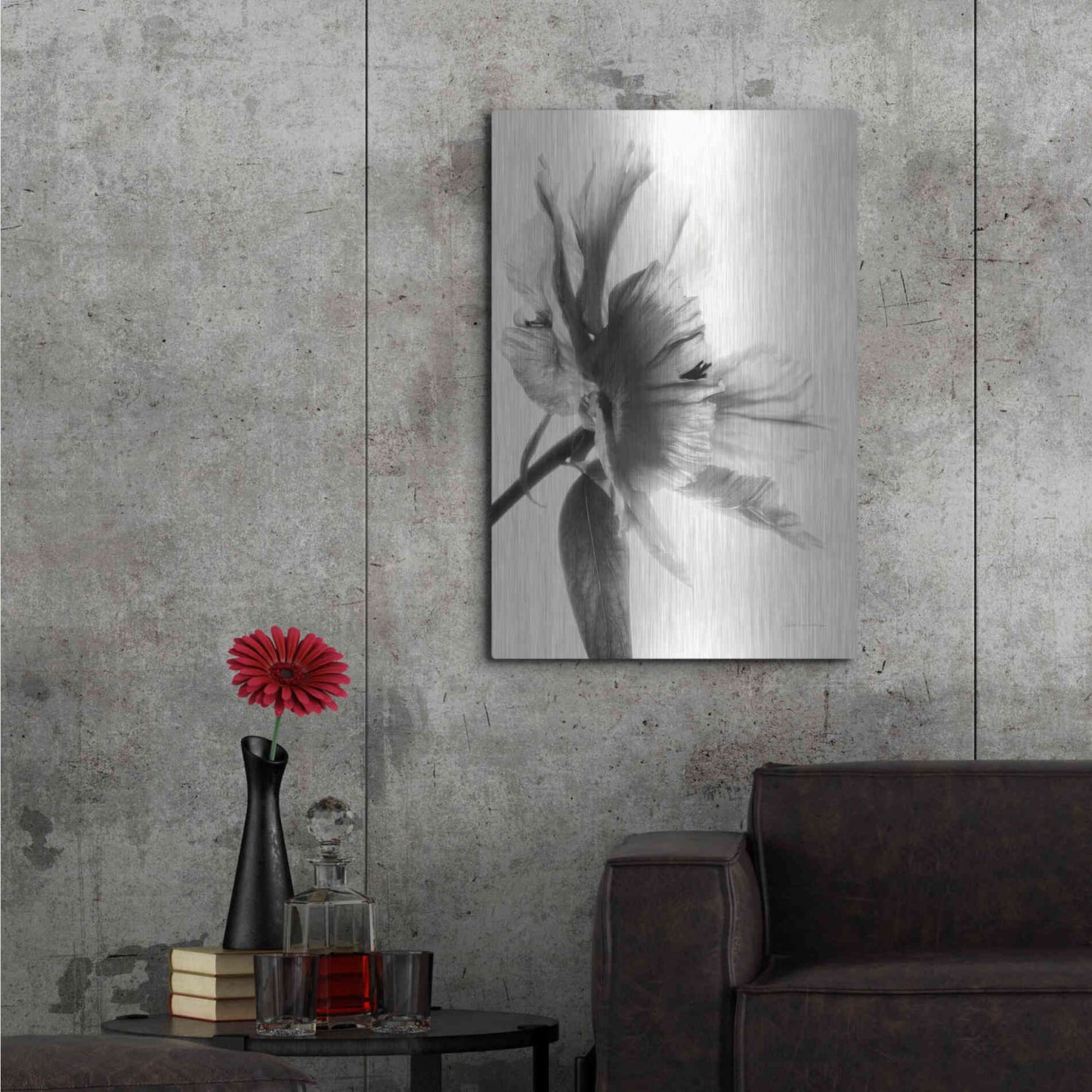 Luxe Metal Art 'Translucent Peony IIBW' by Debra Van Swearingen, Metal Wall Art,24x36
